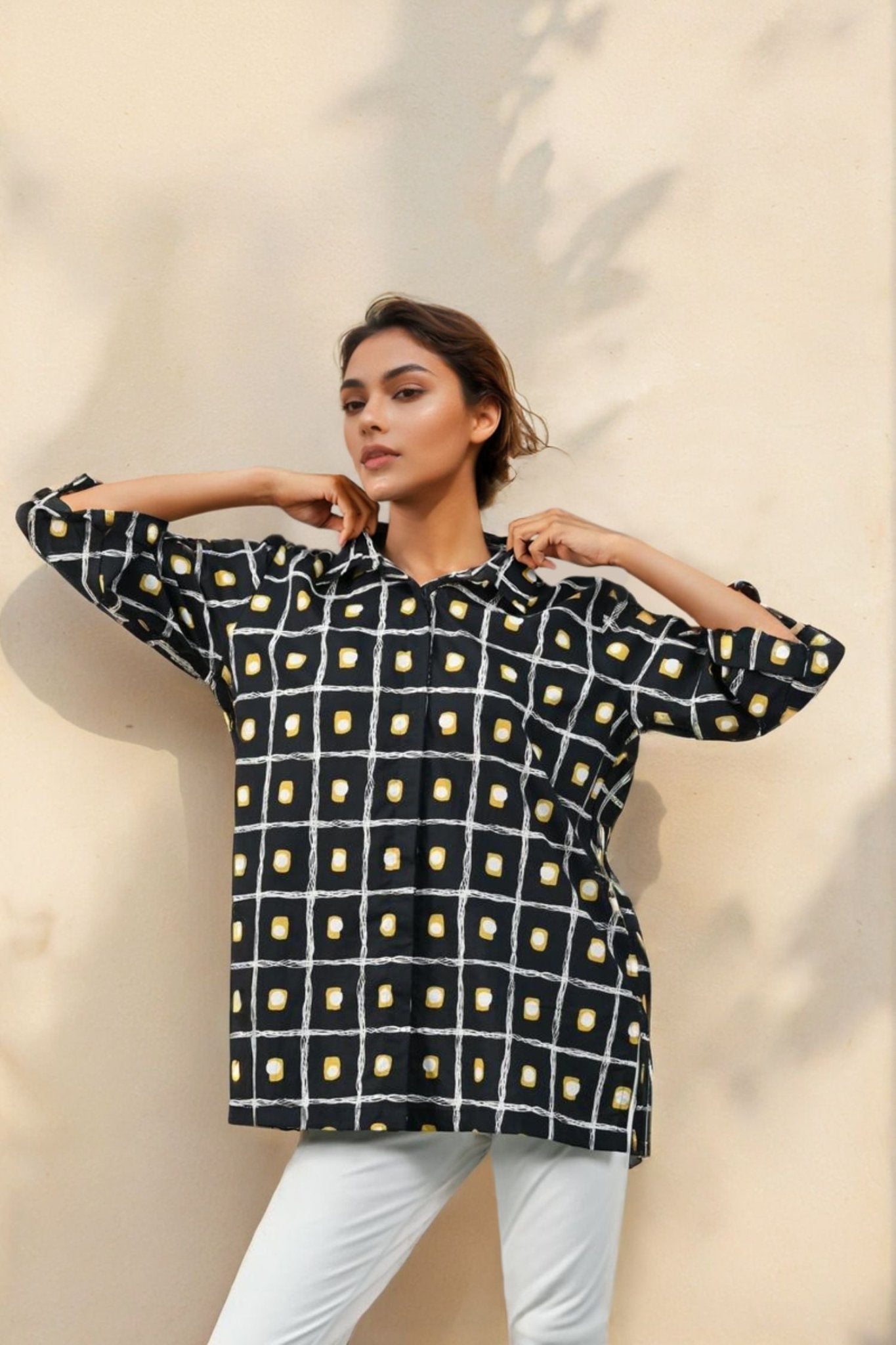 Black Dot Whisper Shirt - Freyaa USA & Canada