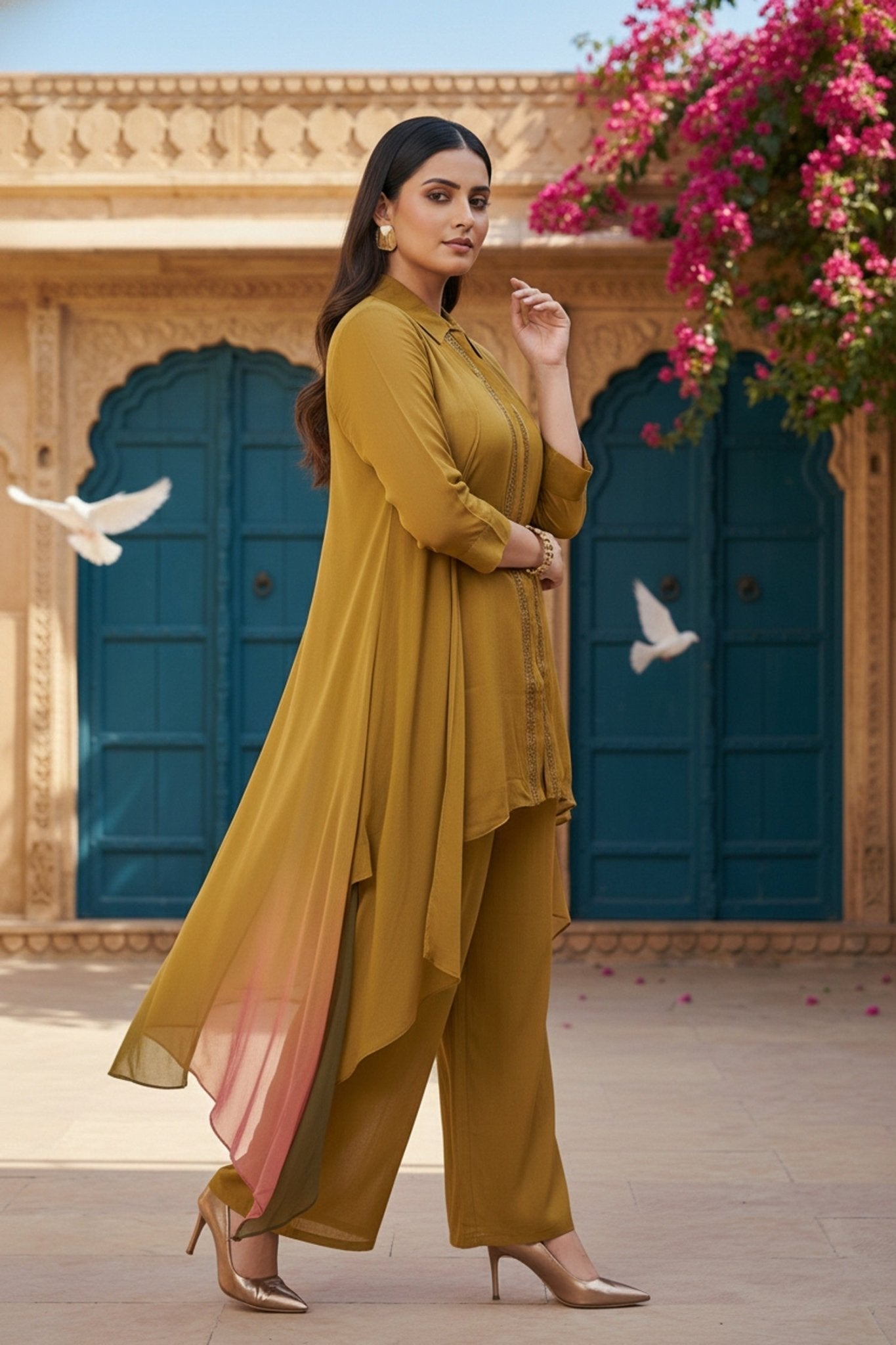 Chic Mustard Chinon Cord Set - Freyaa USA & Canada