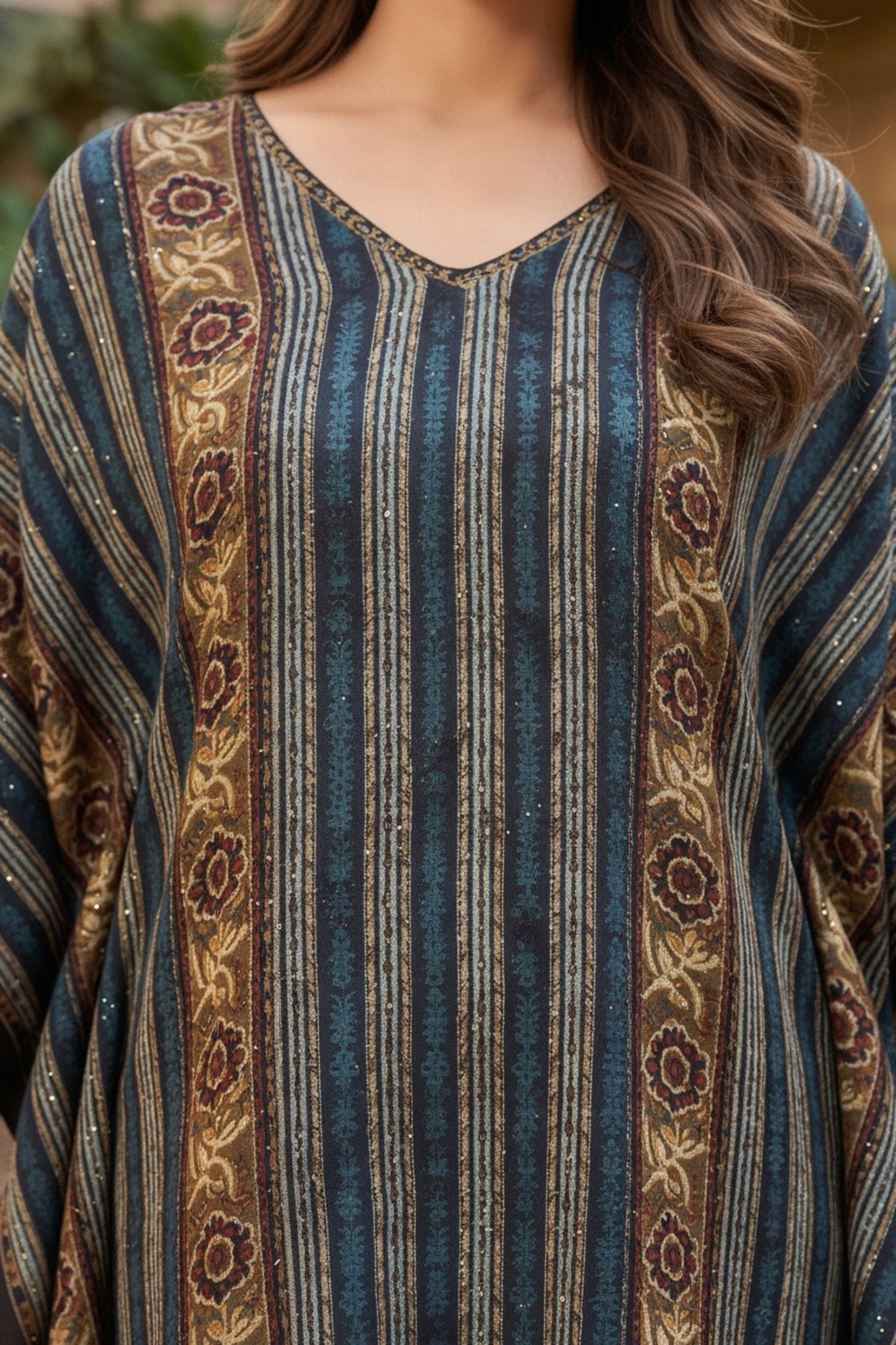 Peacock Printed Viscose Long Kaftan - Freyaa USA & Canada