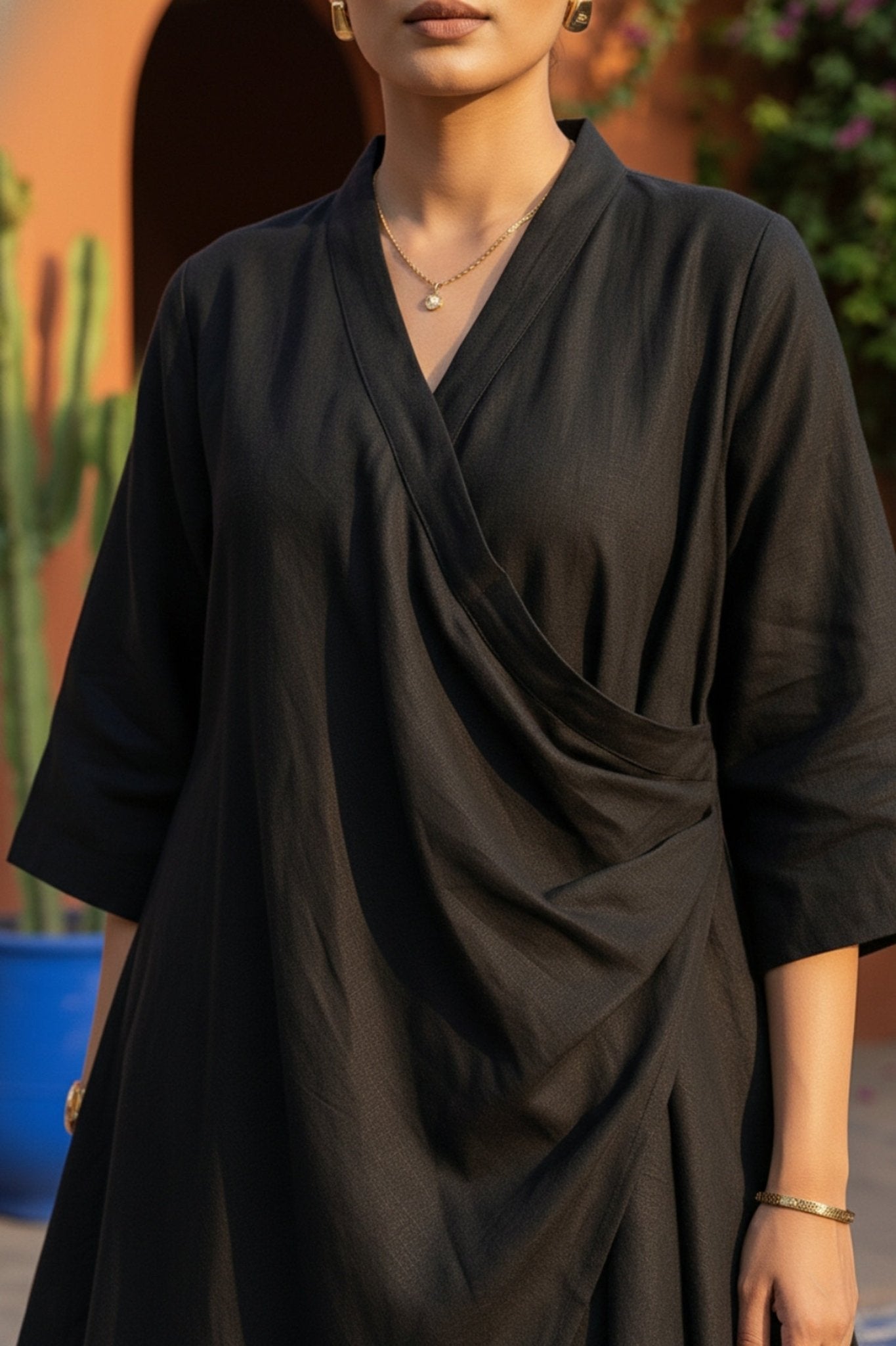 Black High-Low Front Style Cotton Co-ord Set - Freyaa USA & Canada