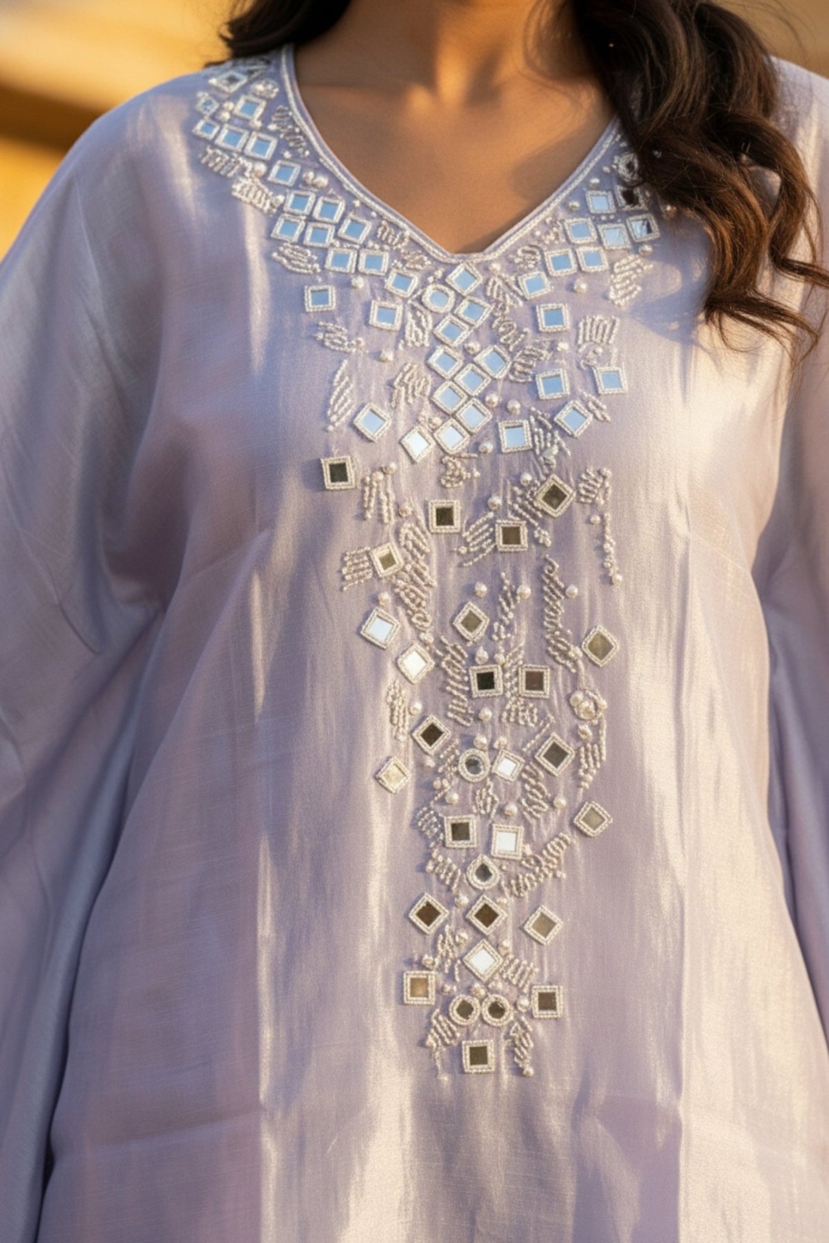 Blue Serenity Kaftan Co-ord with Dhoti Pants - Freyaa USA & Canada