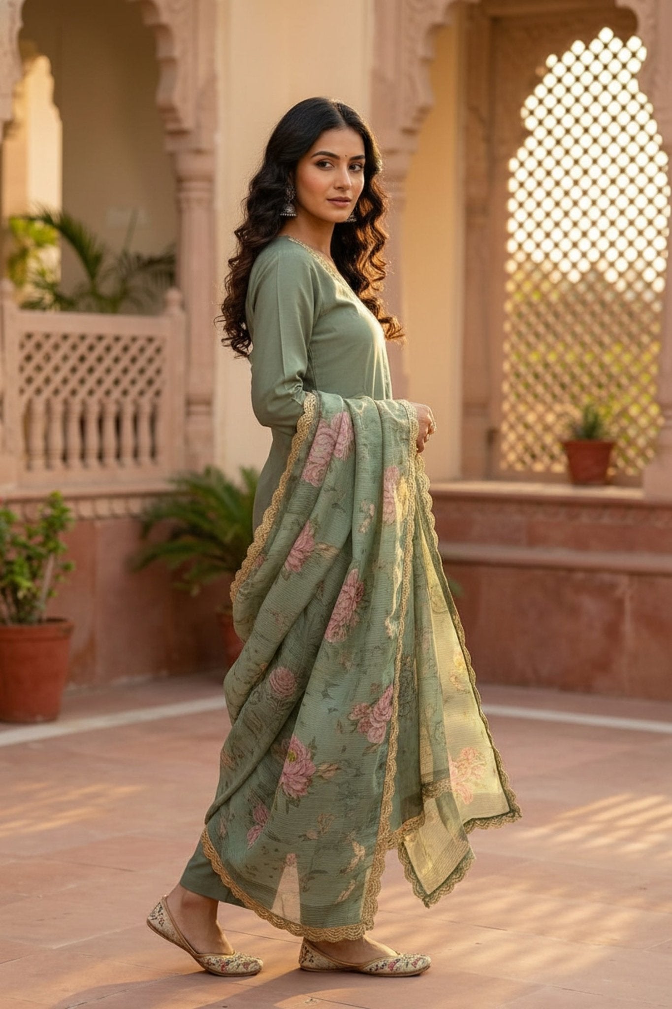Sea Green Serenity Straight-Cut Three Piece Suit Set - Freyaa USA & Canada