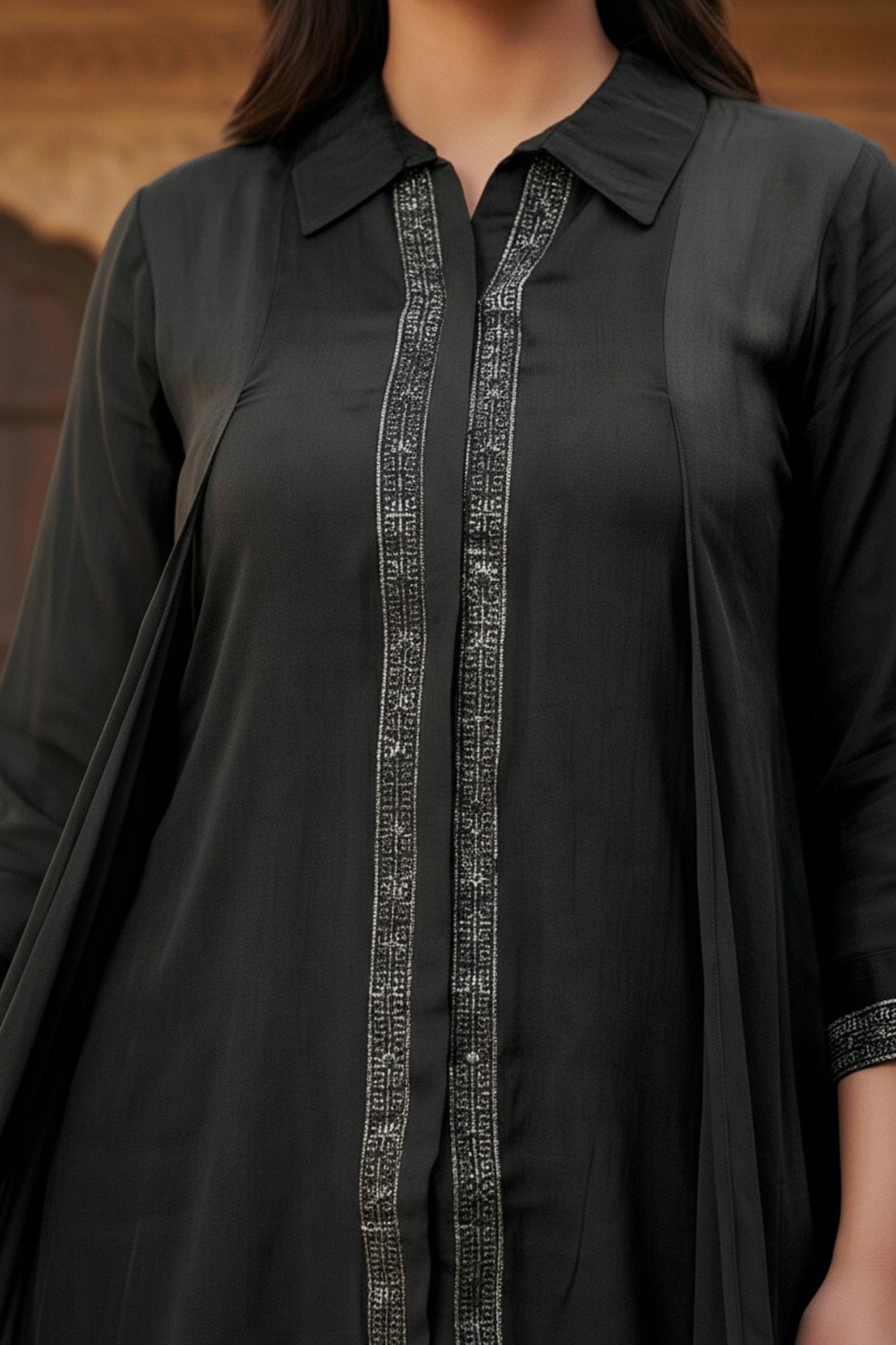 Modern Black Chinon Cord Set - Freyaa USA & Canada