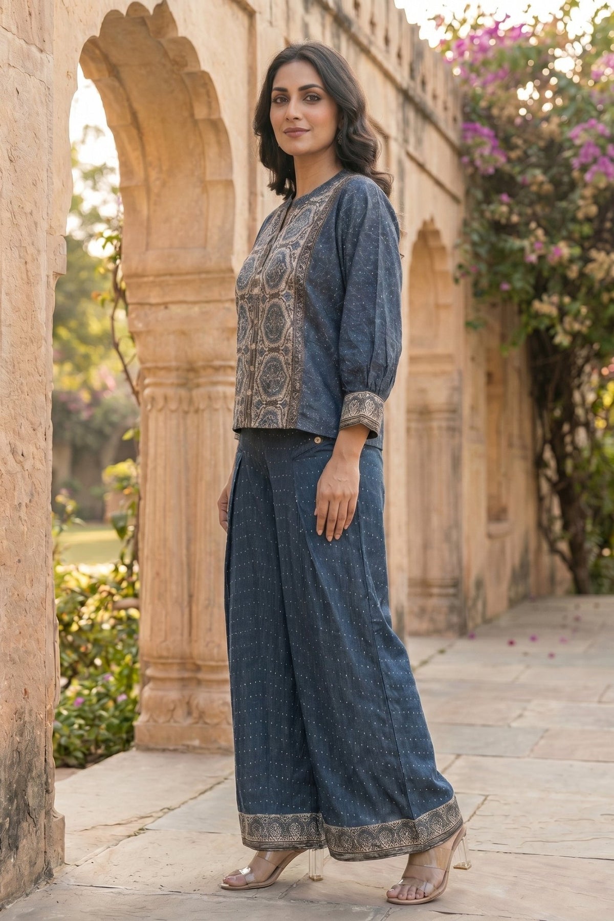 Blue Abstract Print Co-ord Set - Freyaa USA & Canada