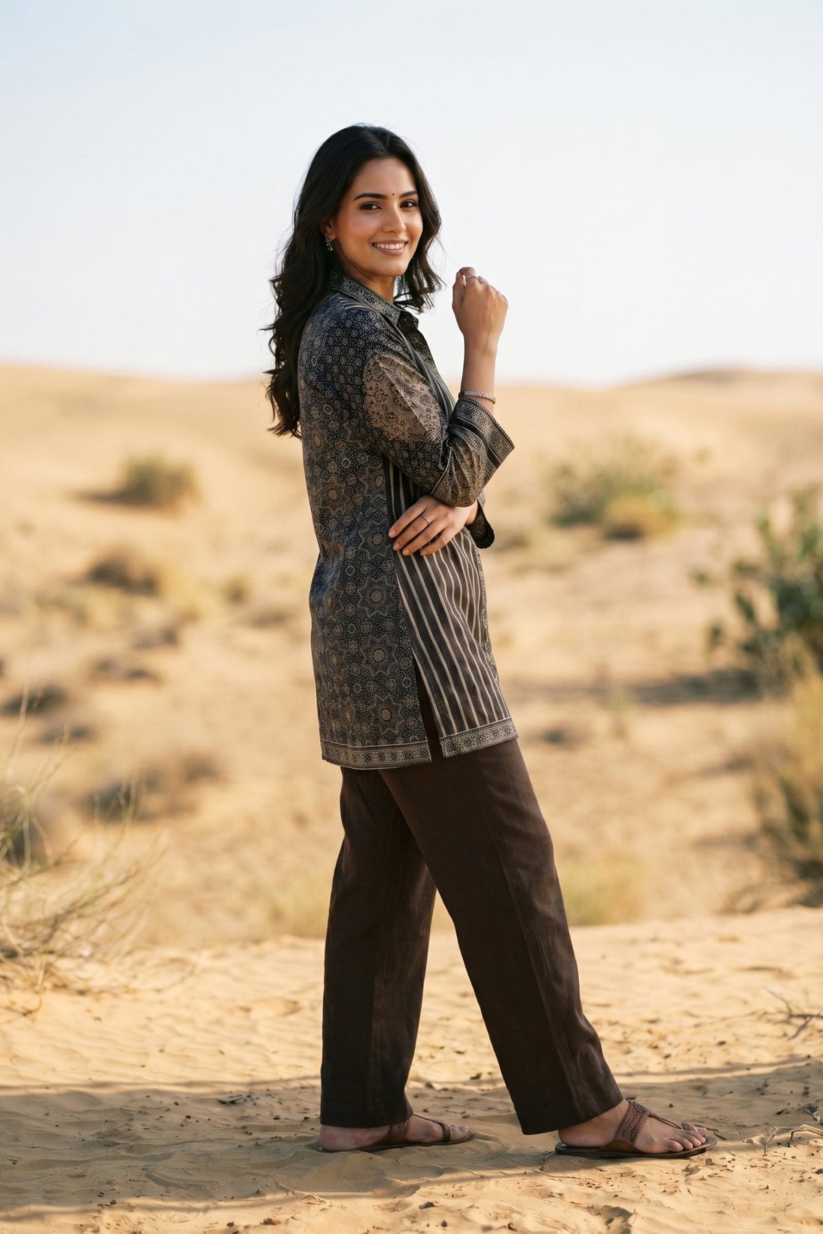 Relaxed Fit Printed Crepe Shirt - Freyaa USA & Canada