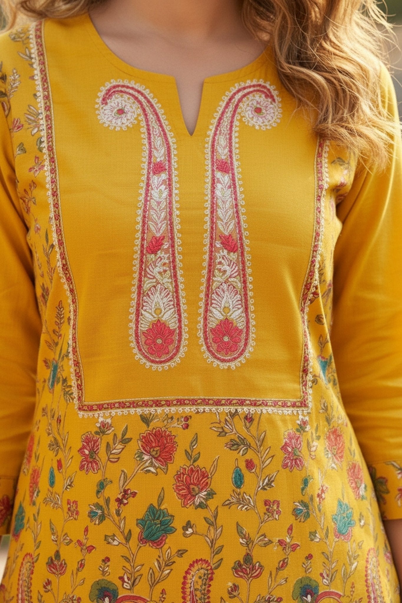 Mustard Digital Printed Cotton Cord Set - Freyaa USA & Canada