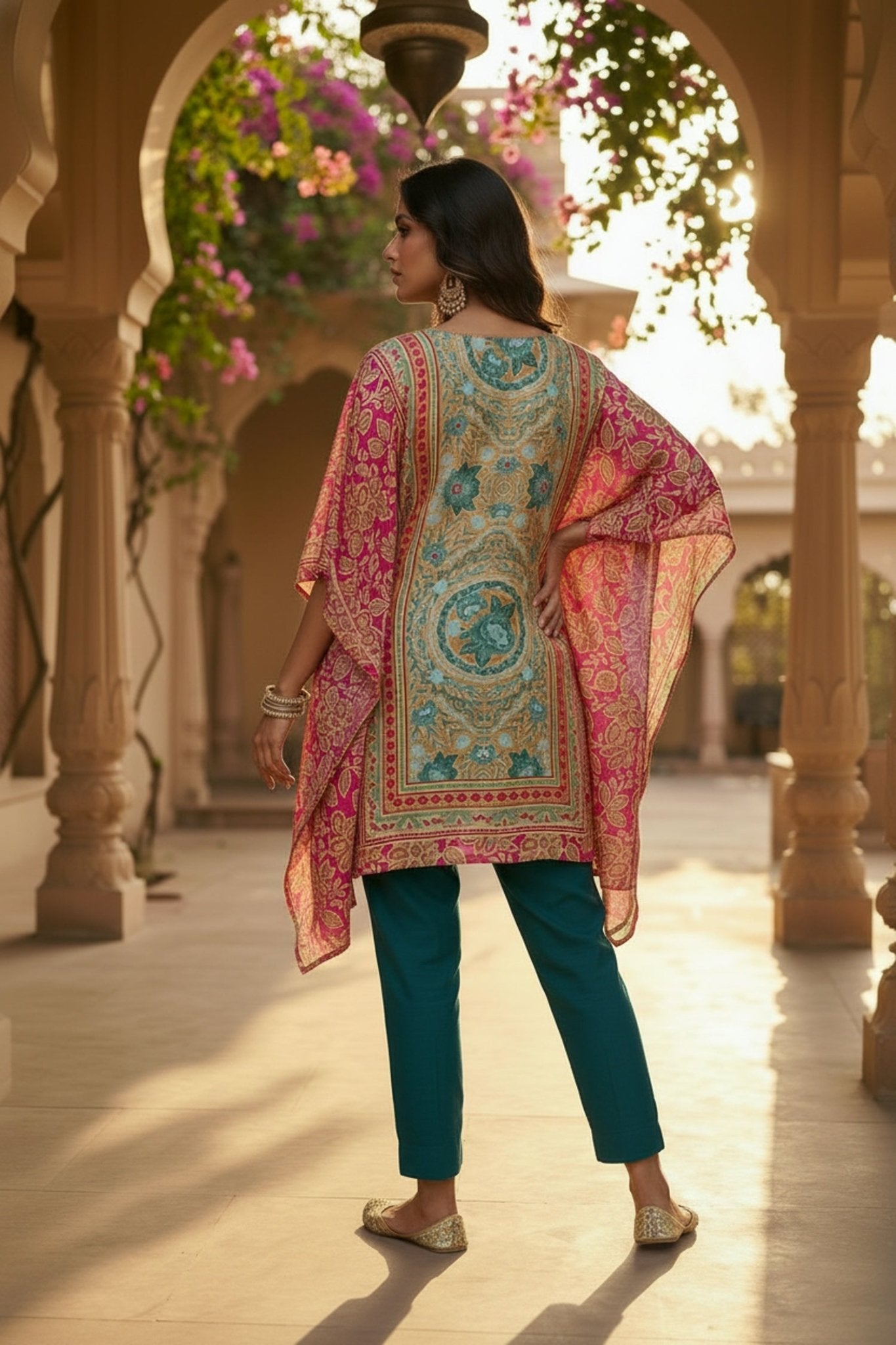 Rani Short Kaftan with Digital Design - Freyaa USA & Canada