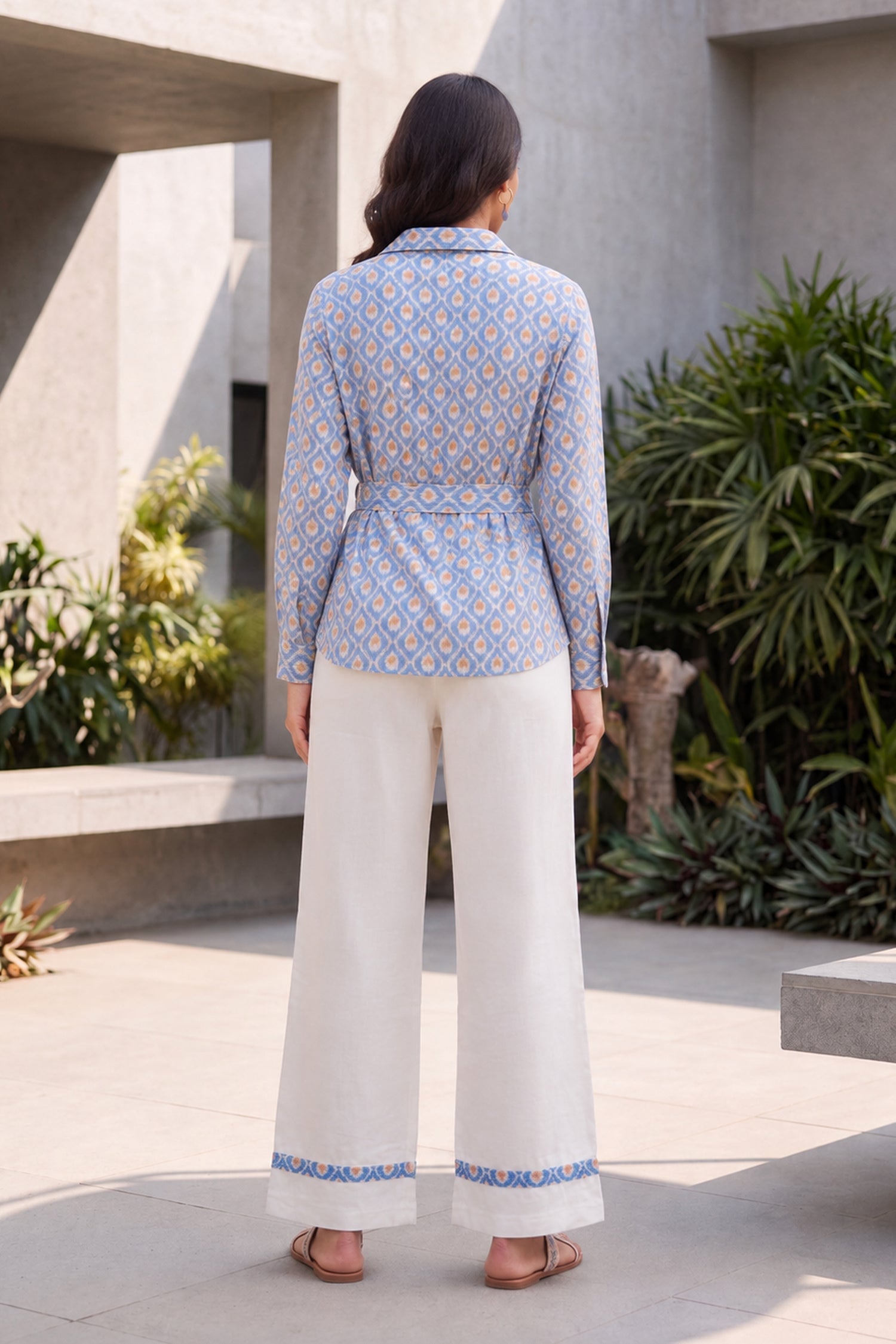 Blue Ikat Tie-Waist CordSet