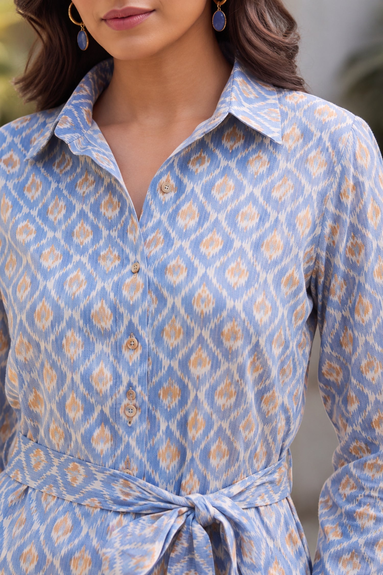 Blue Ikat Tie-Waist CordSet