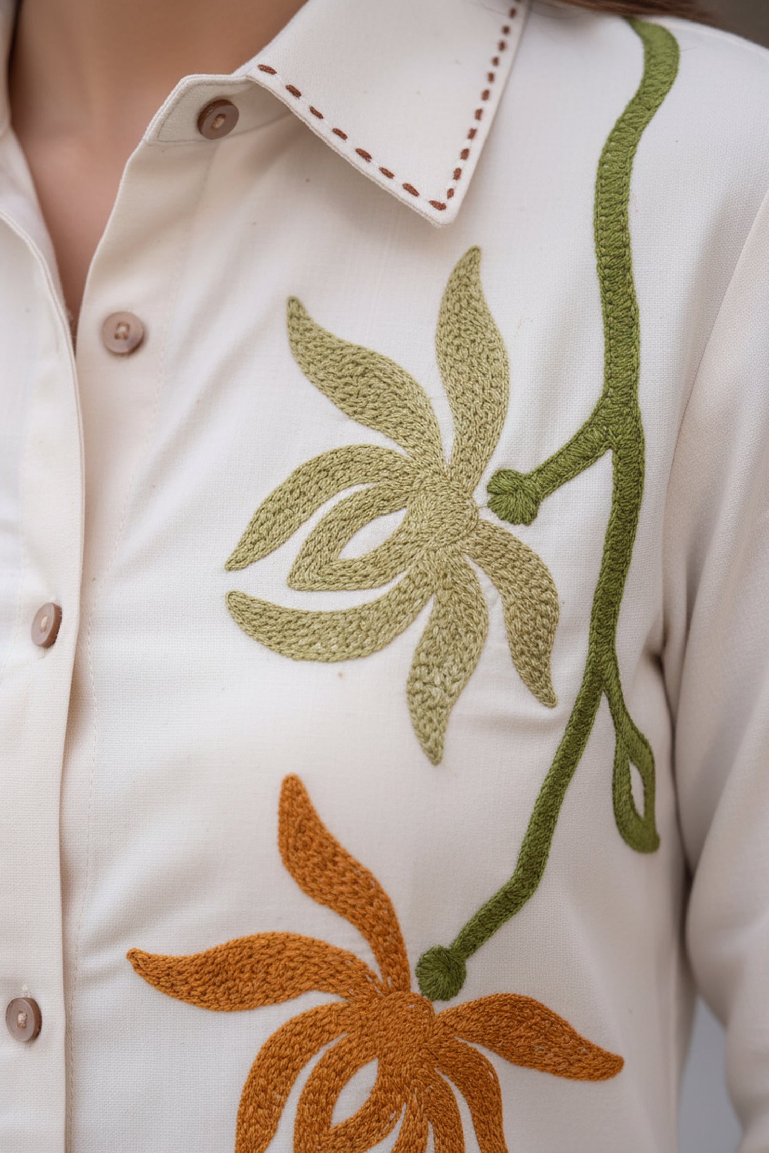 Ivory Floral Embroidered CordSet