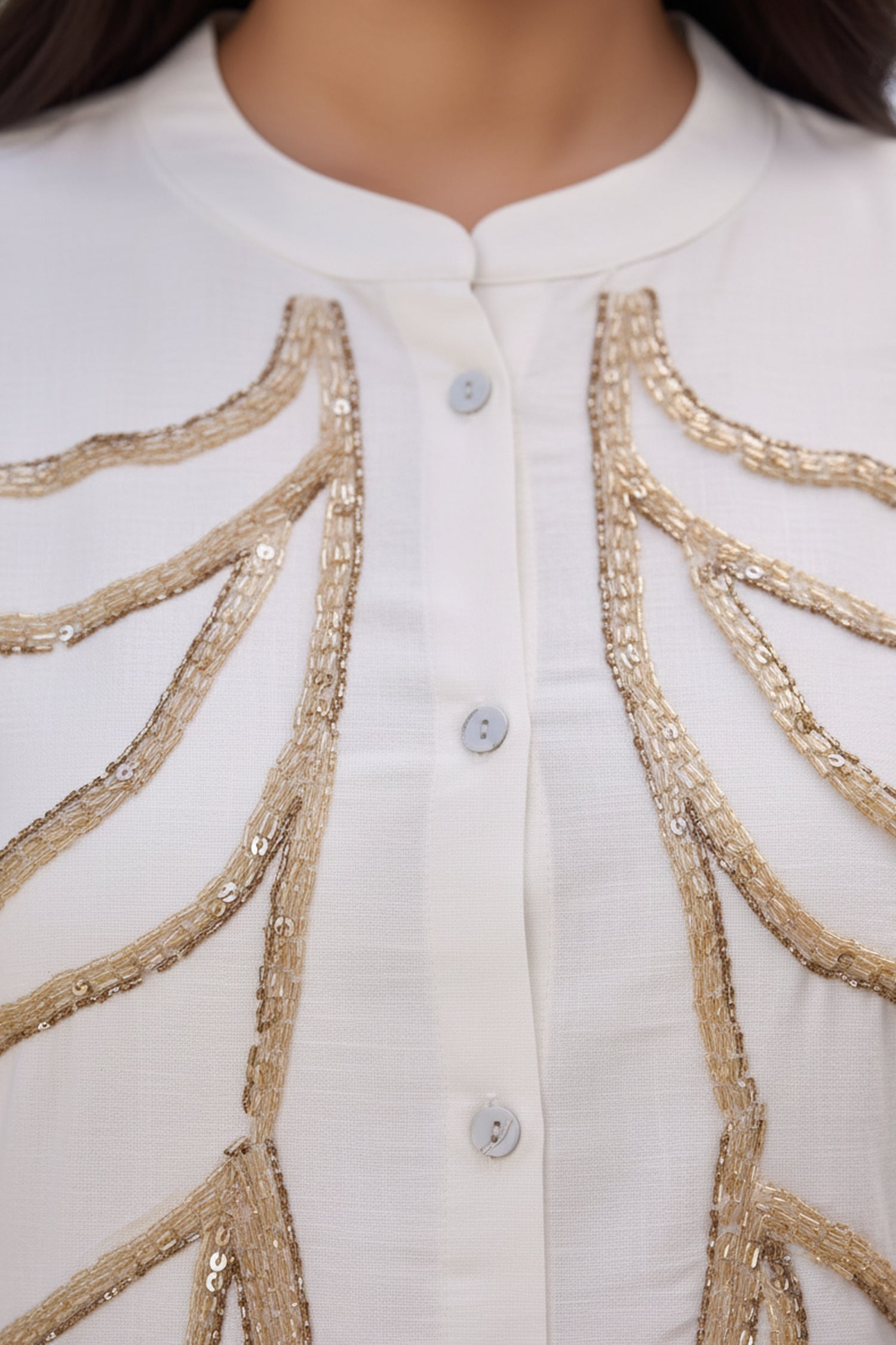 Ivory Leaf Embroidered CordSet