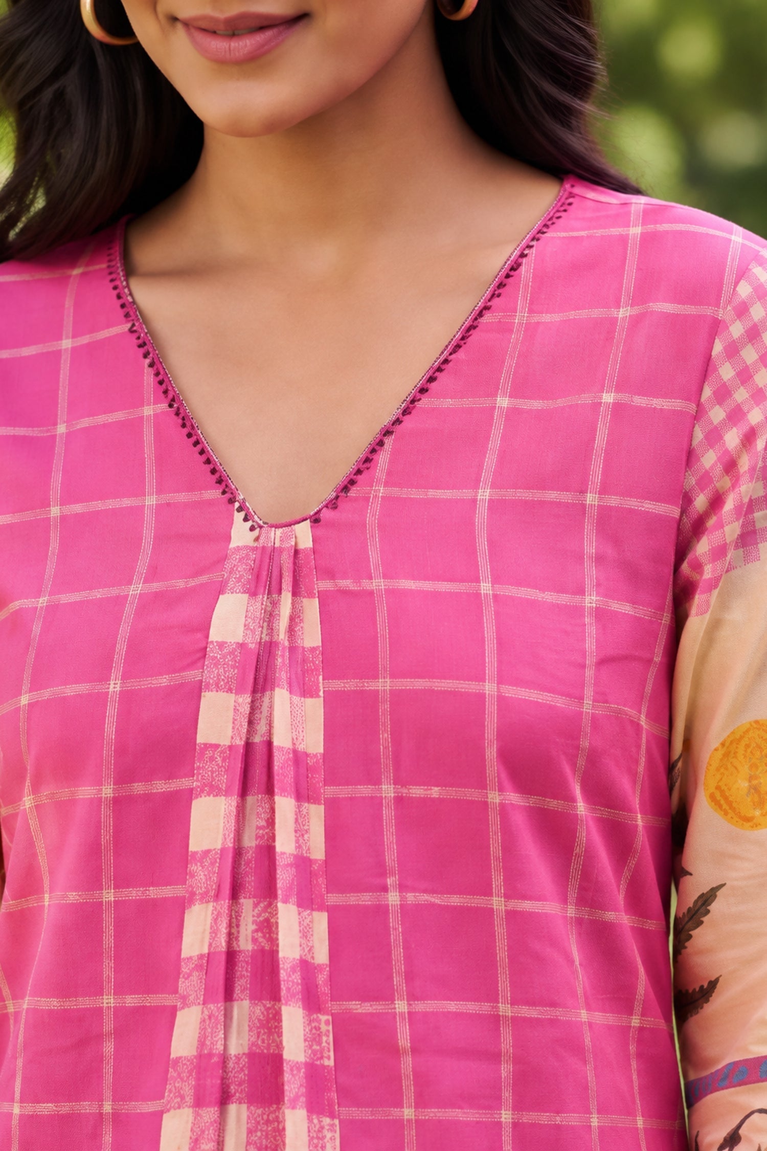 Pink Check & Floral Print CordSet