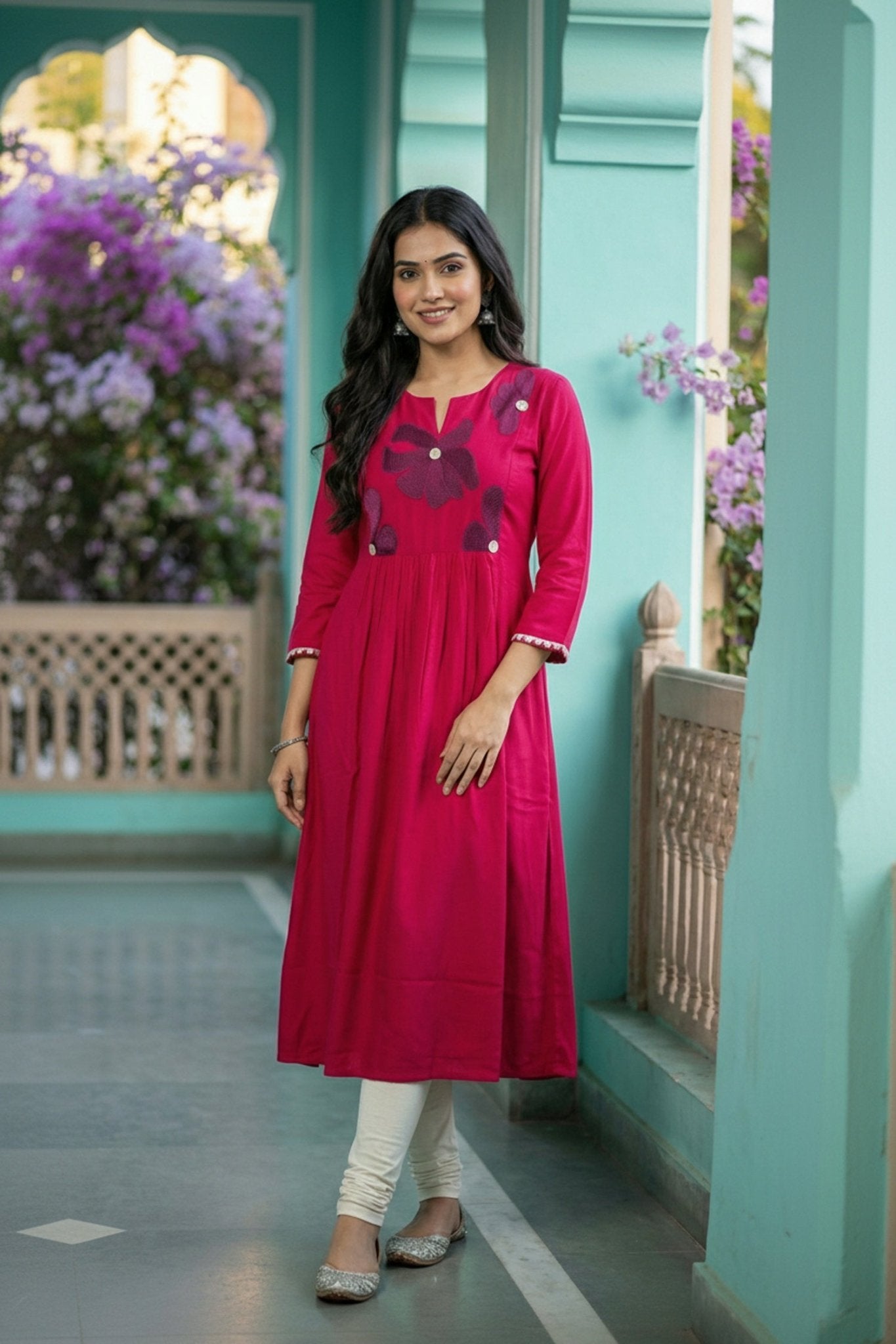 Pink Floral Cotton Co-ord Set - Freyaa USA & Canada