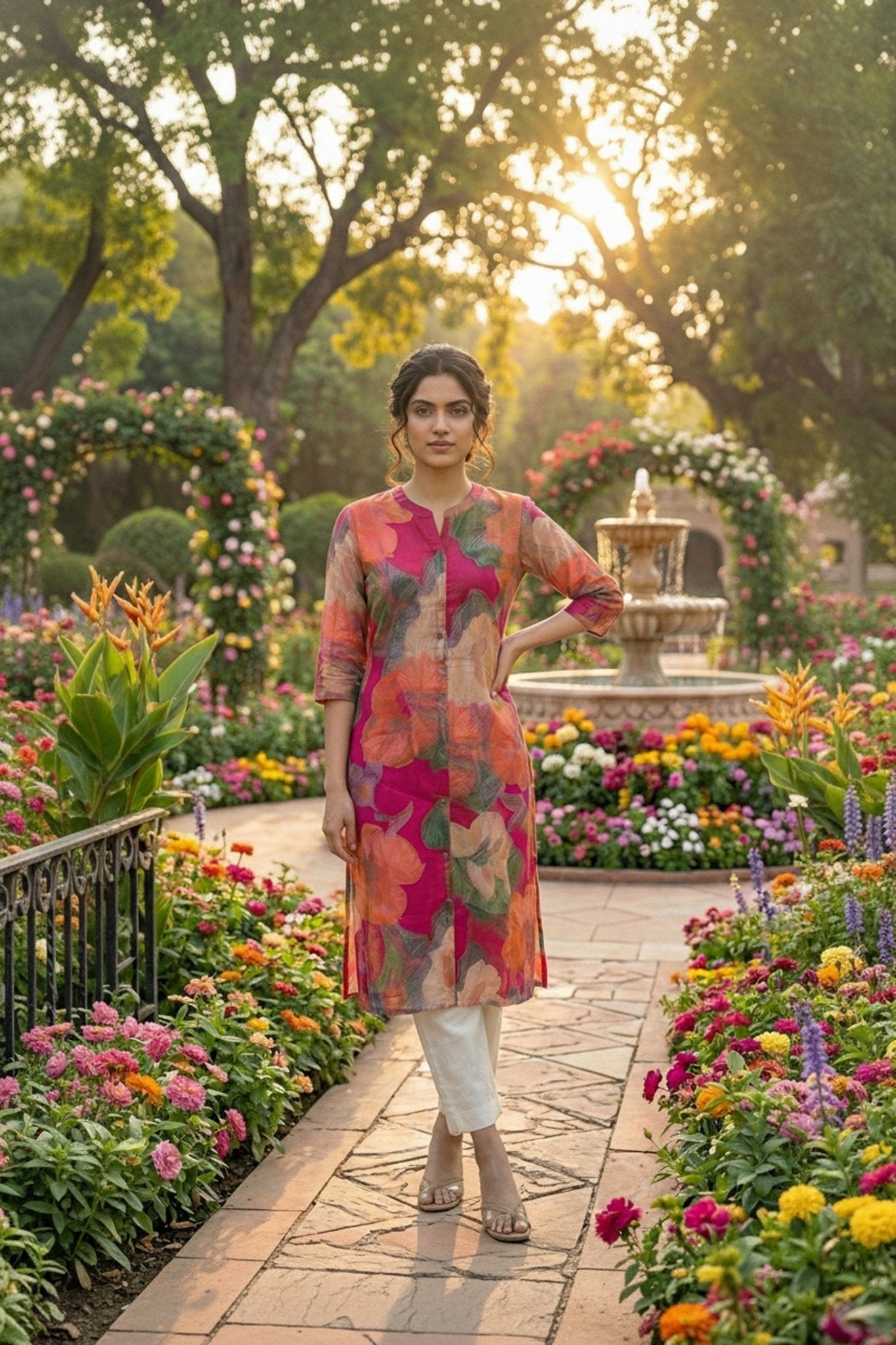 Rani Digital Printed Cotton Long Kurti - Freyaa USA & Canada