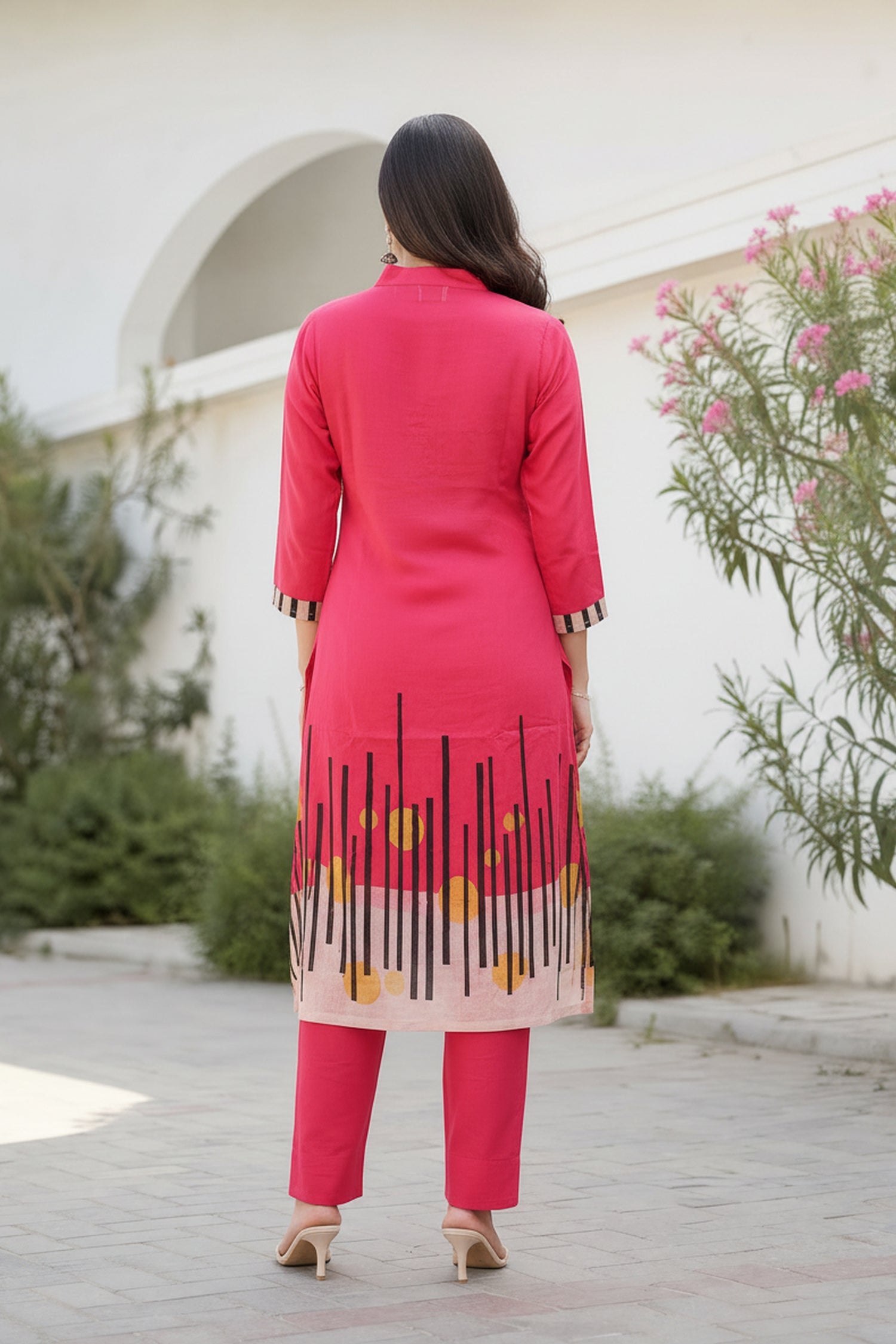Red Abstract Color Block Printed Kurta & Pant Cotton Co-Ord Set