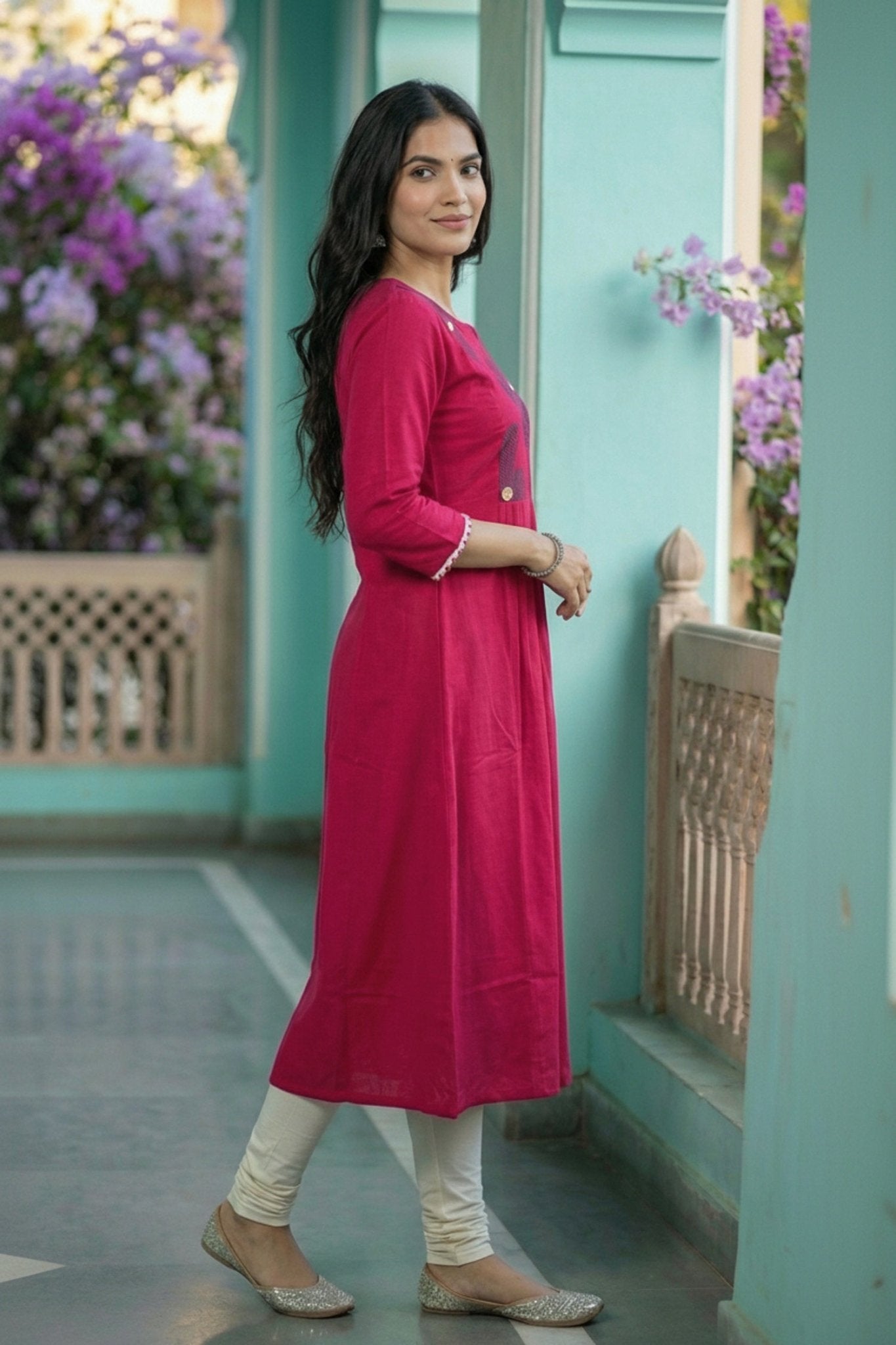 Pink Floral Cotton Co-ord Set - Freyaa USA & Canada