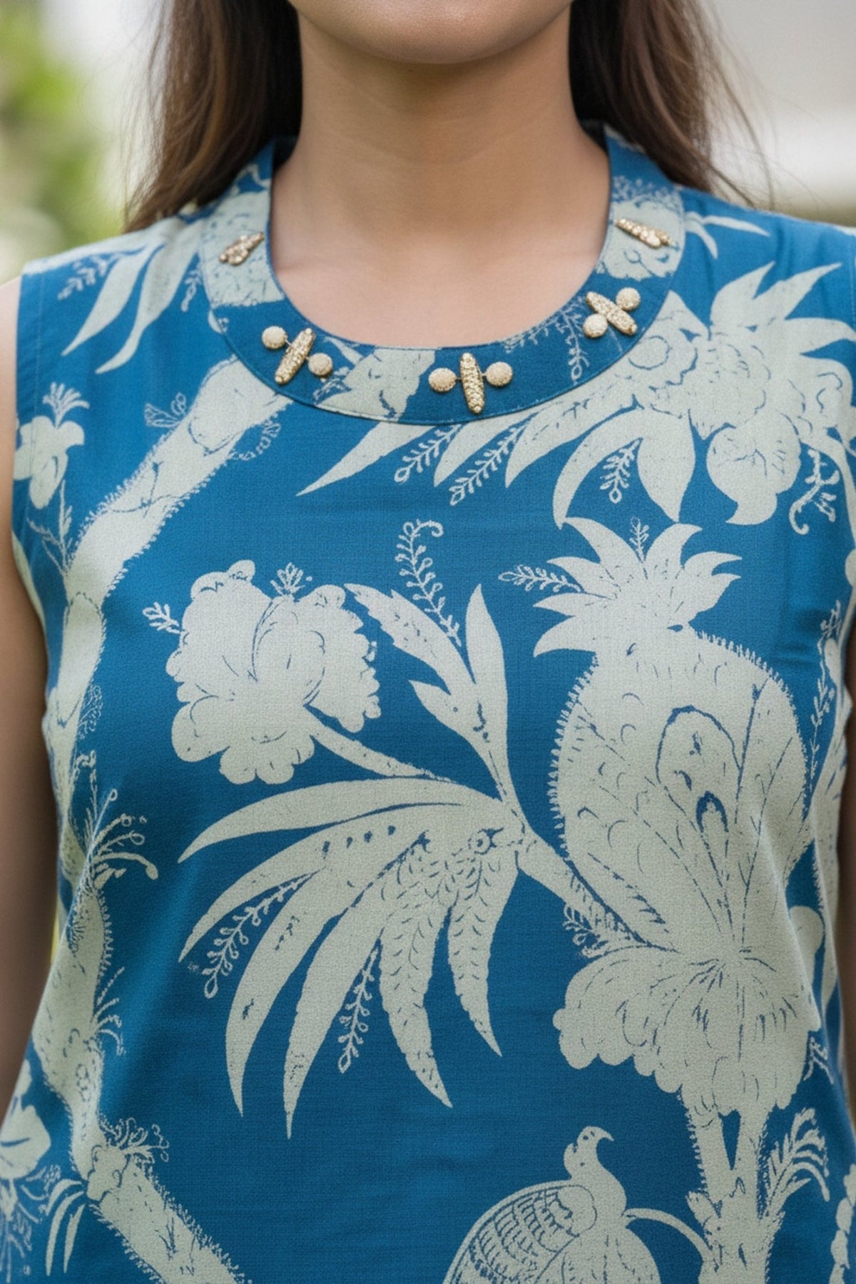 Blue Floral Printed Kurta Palazzo Co-Ord Set - Freyaa