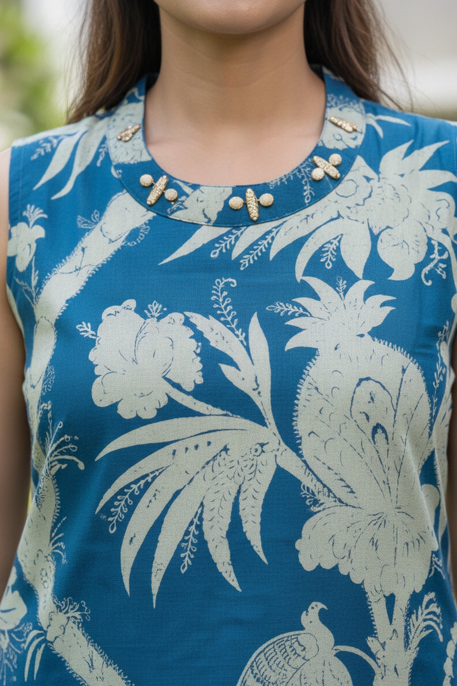 Blue Floral Printed Kurta Palazzo Co-Ord Set