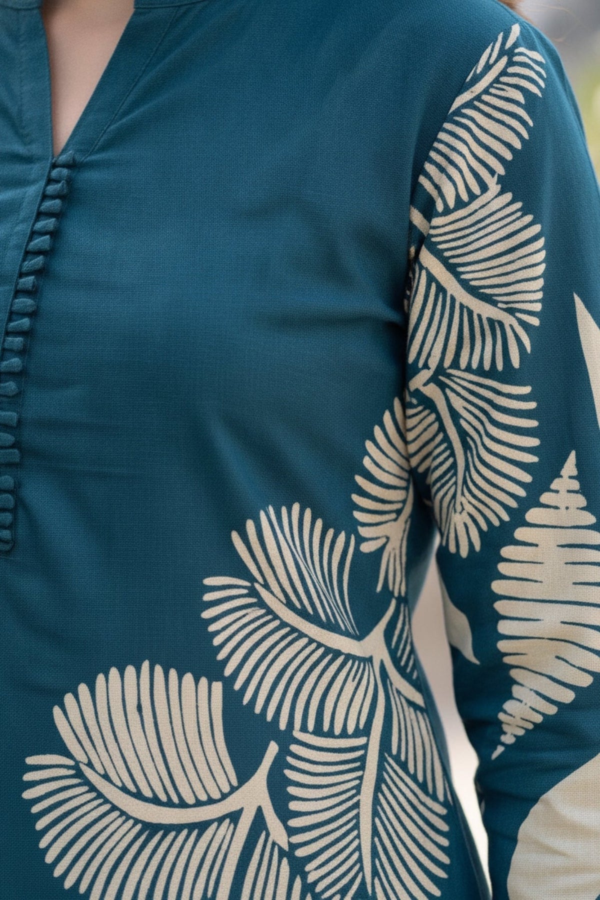 Teal Botanical Print CordSet - Freyaa