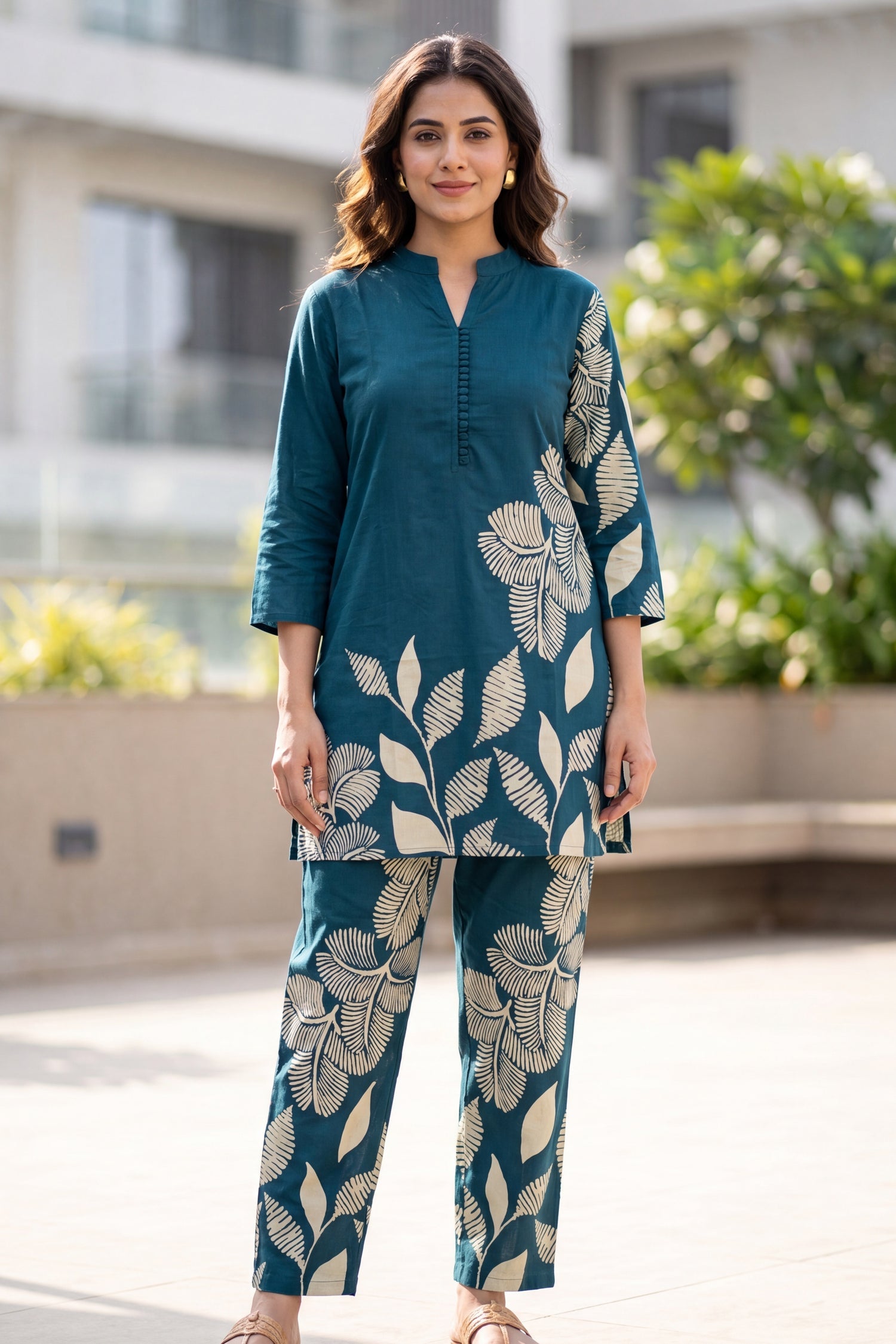 Teal Botanical Print CordSet
