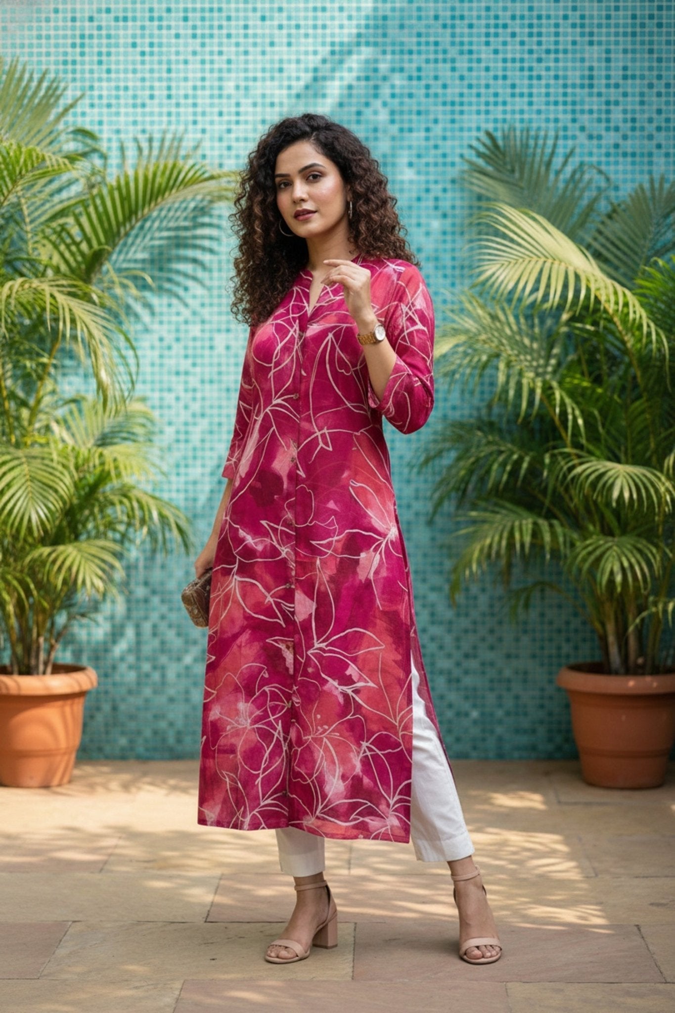 Rani Printed Mul Cotton Long Kurta - Freyaa USA & Canada