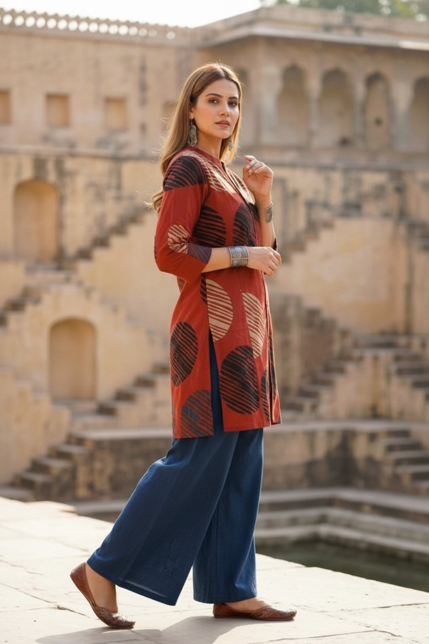 Red Cotton Printed Summer Top - Freyaa USA & Canada