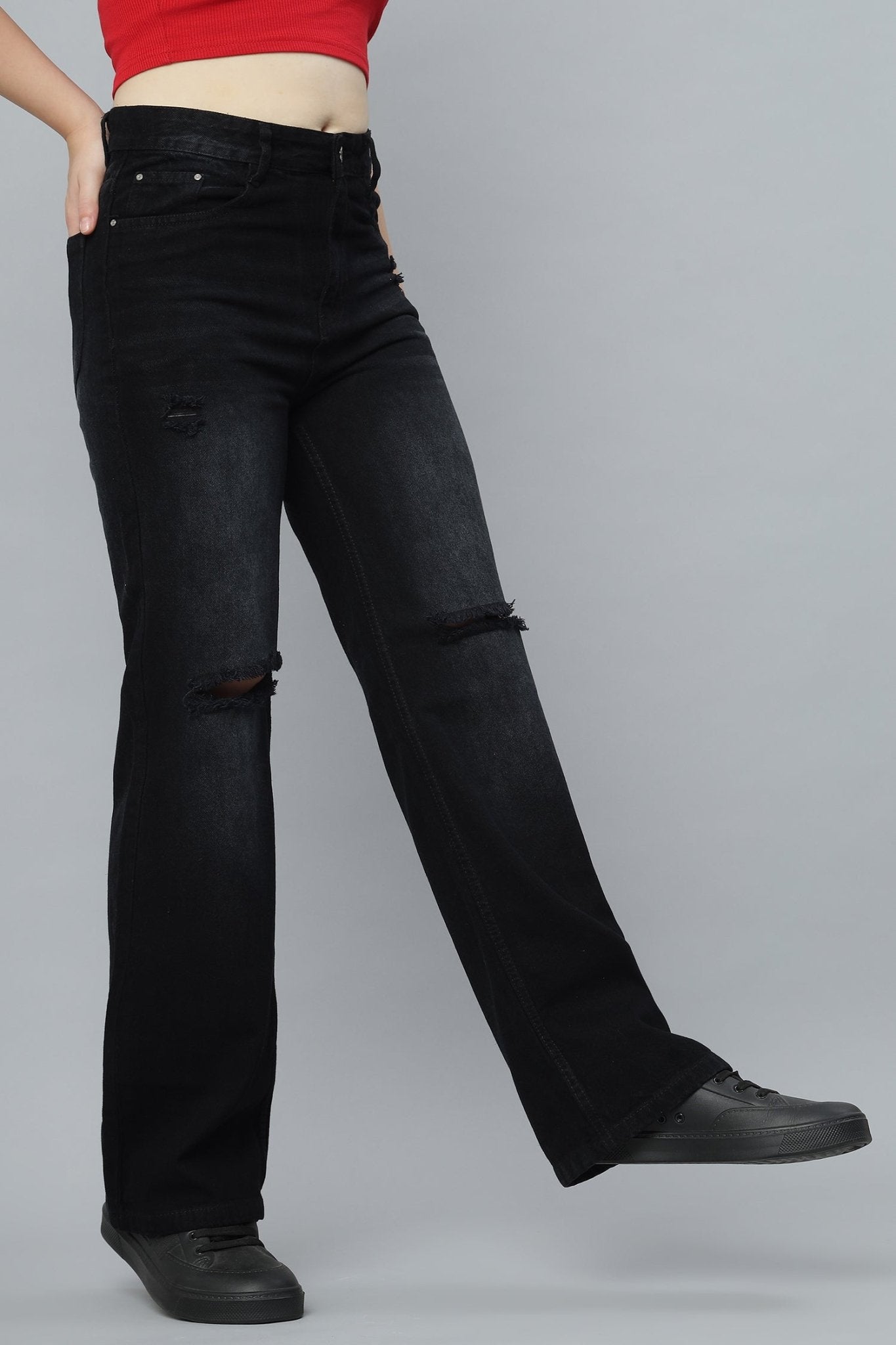 Ripped Rebel Black Jeans - Freyaa USA & Canada