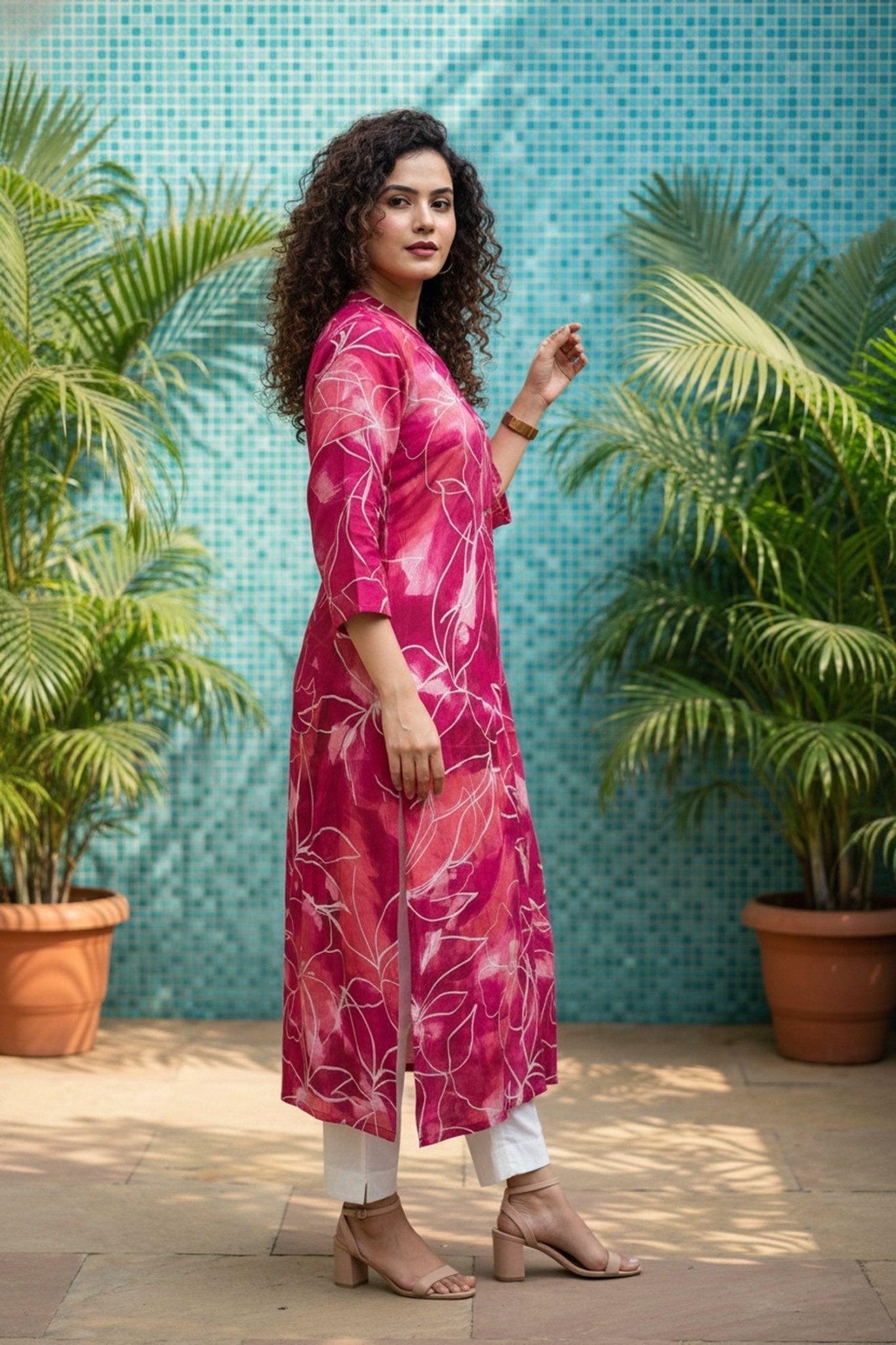 Rani Printed Mul Cotton Long Kurta - Freyaa USA & Canada