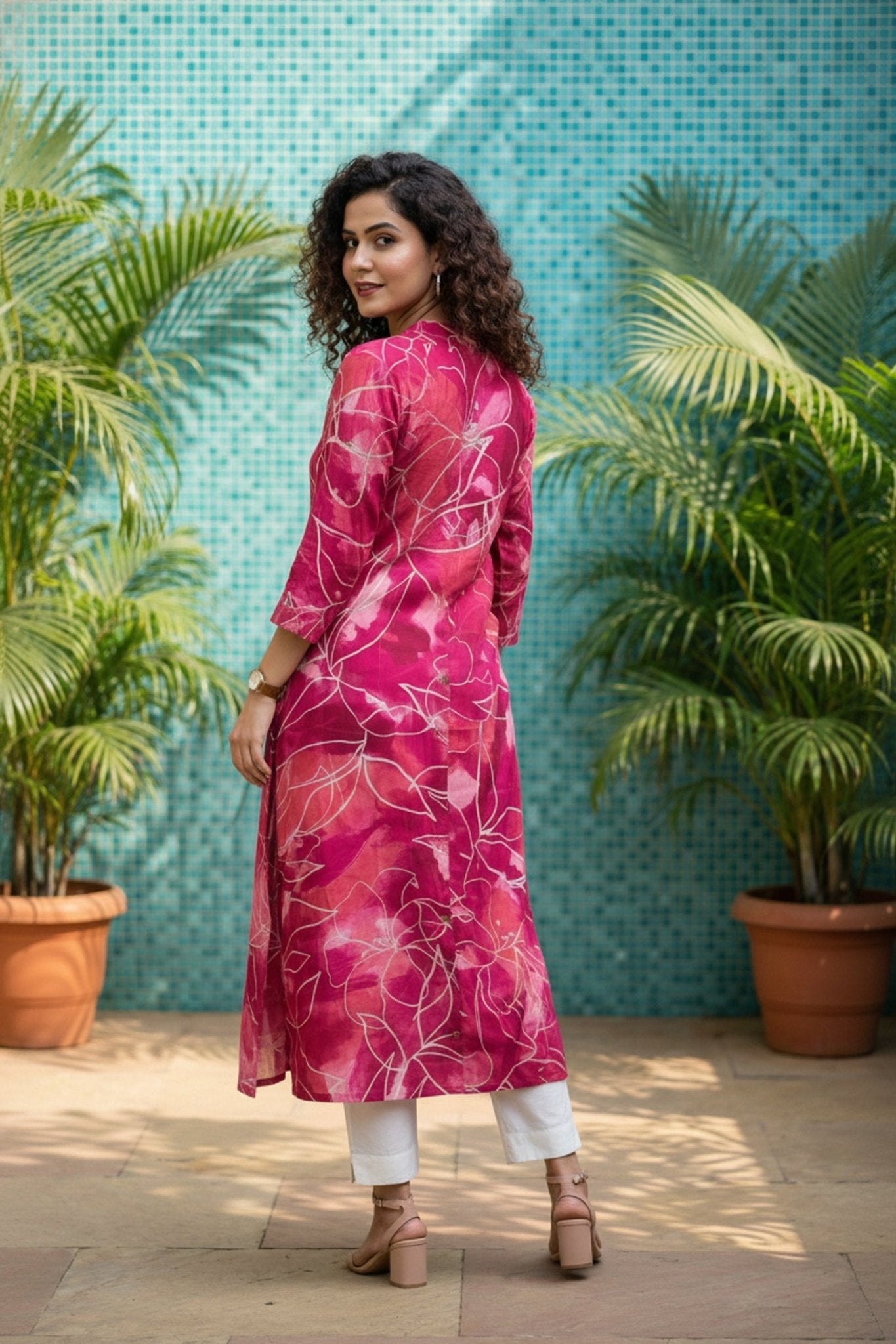 Rani Printed Mul Cotton Long Kurta - Freyaa USA & Canada