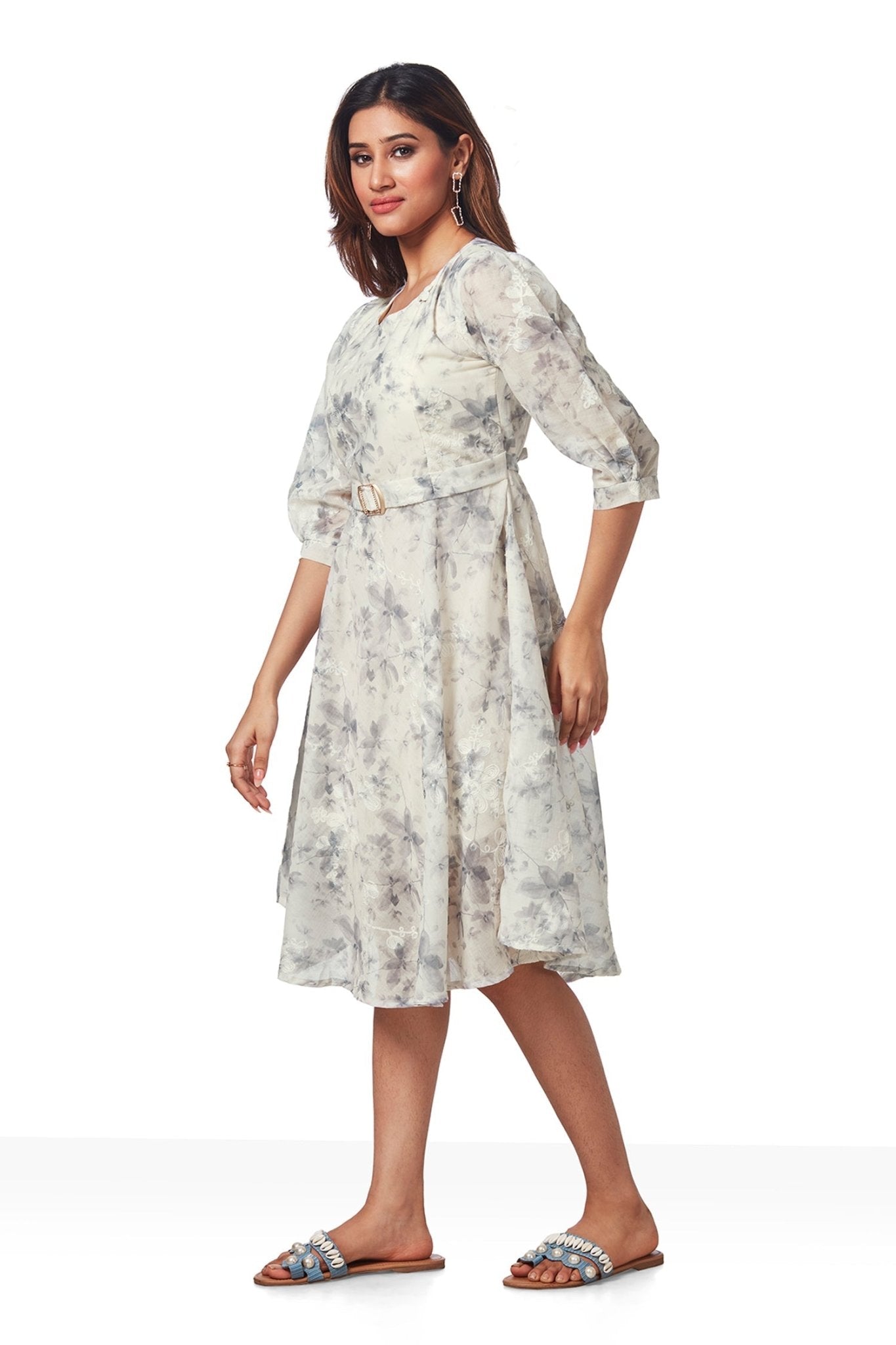 Classy Cotton Floral Printed Tunic Dress - Freyaa USA & Canada
