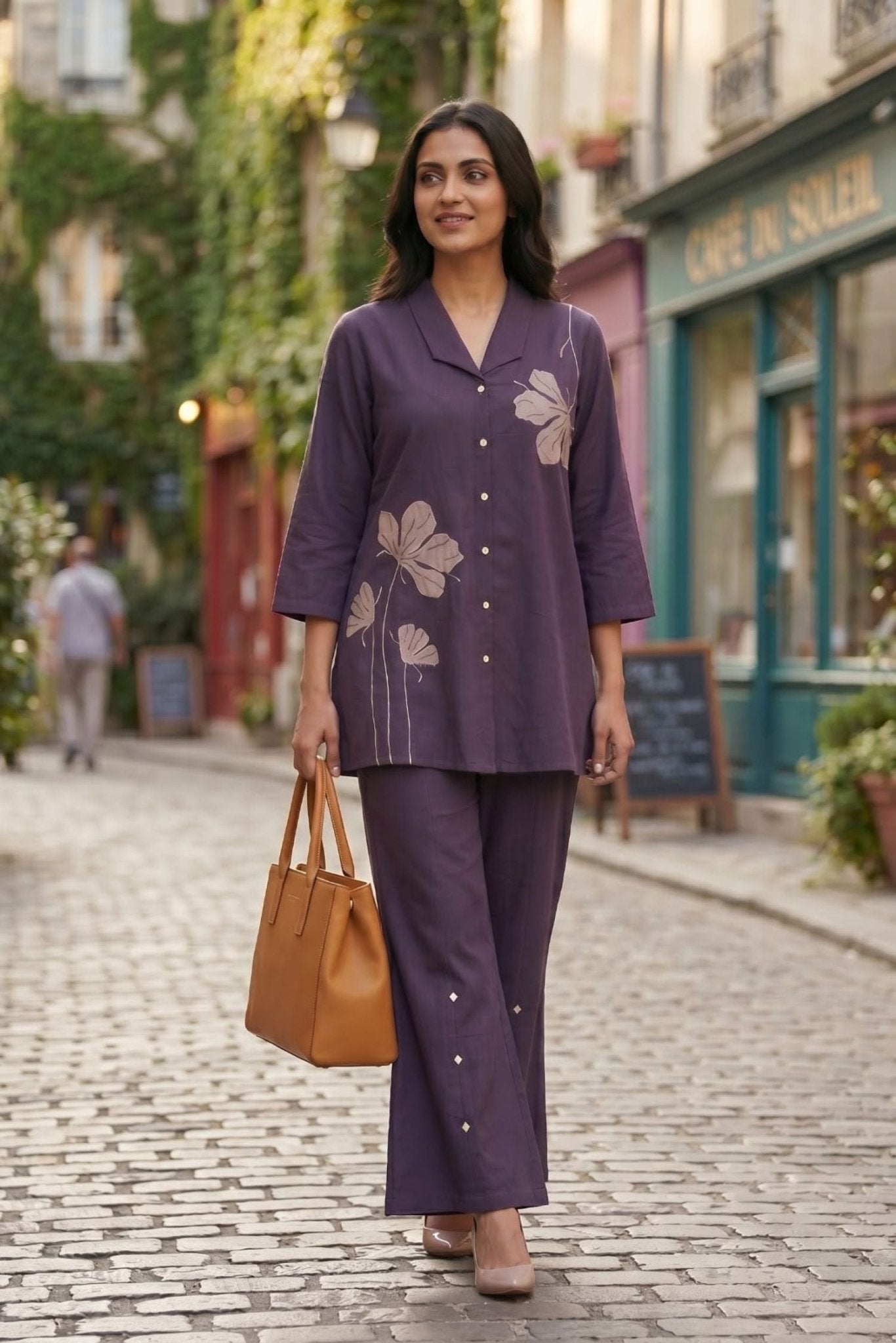 Deep Purple Notch Collar Cord Set - Freyaa USA & Canada