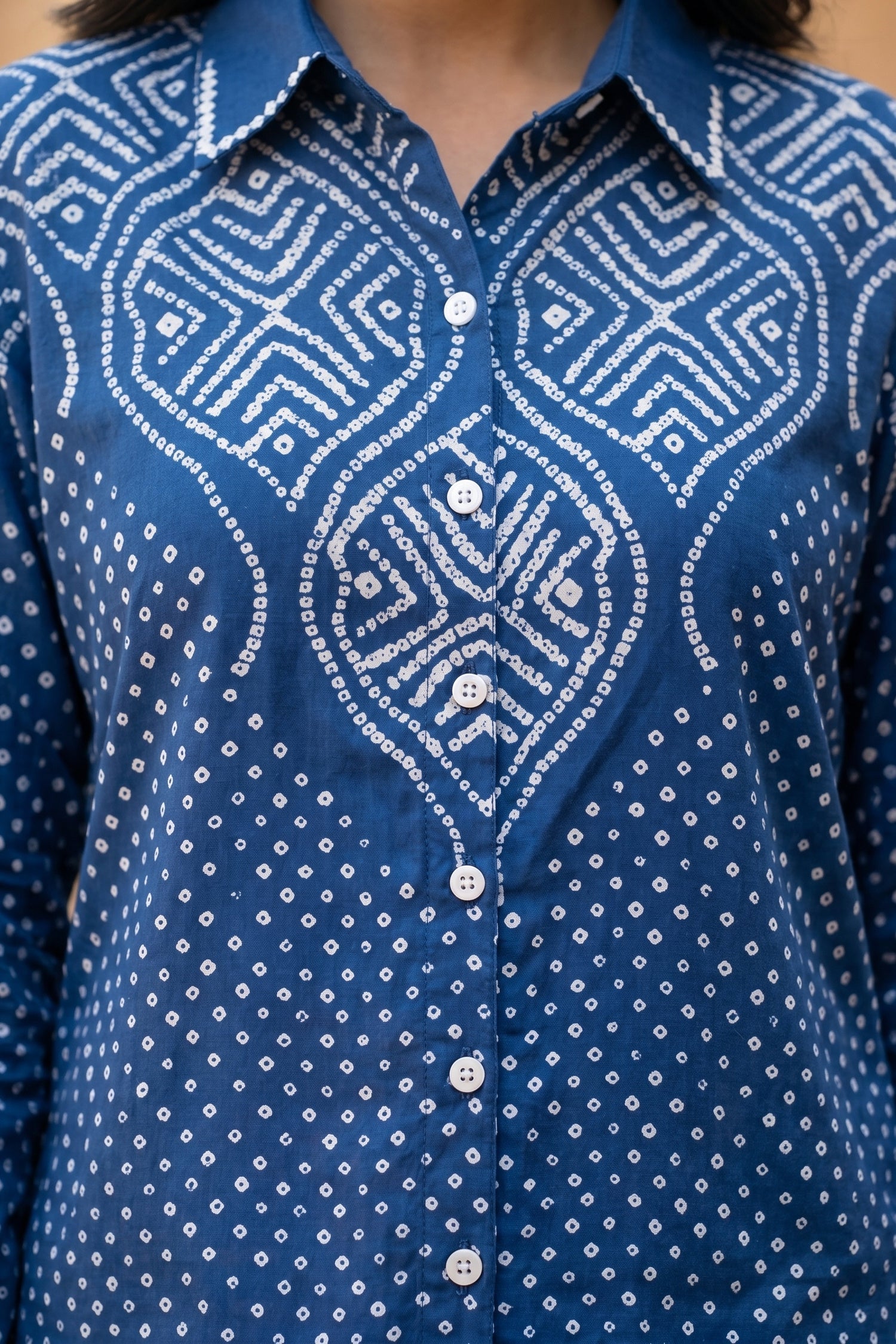 Rich Blue Bhandhi Crepe Shirt
