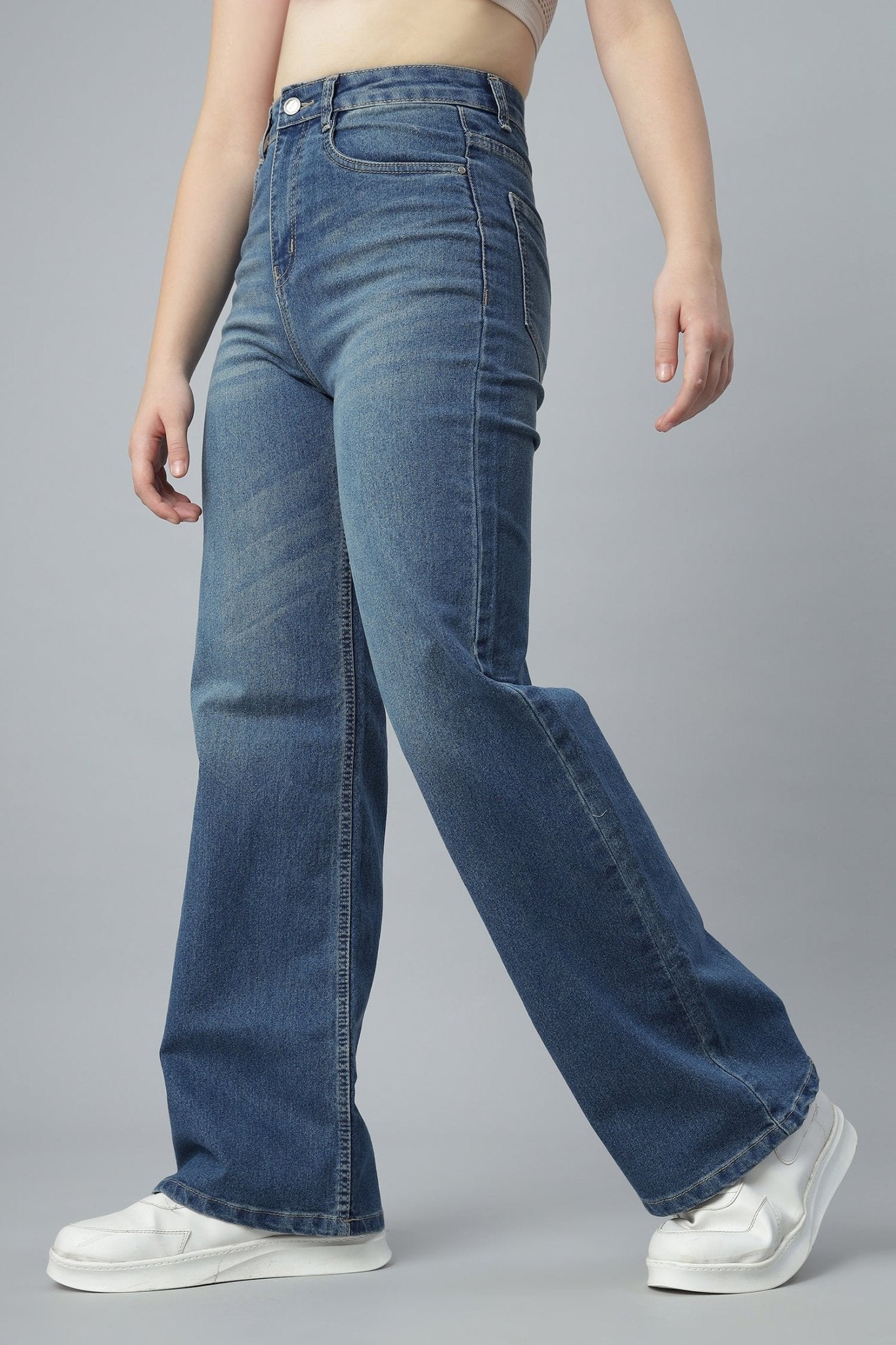 Straight Cut Blue Denim - Freyaa USA & Canada