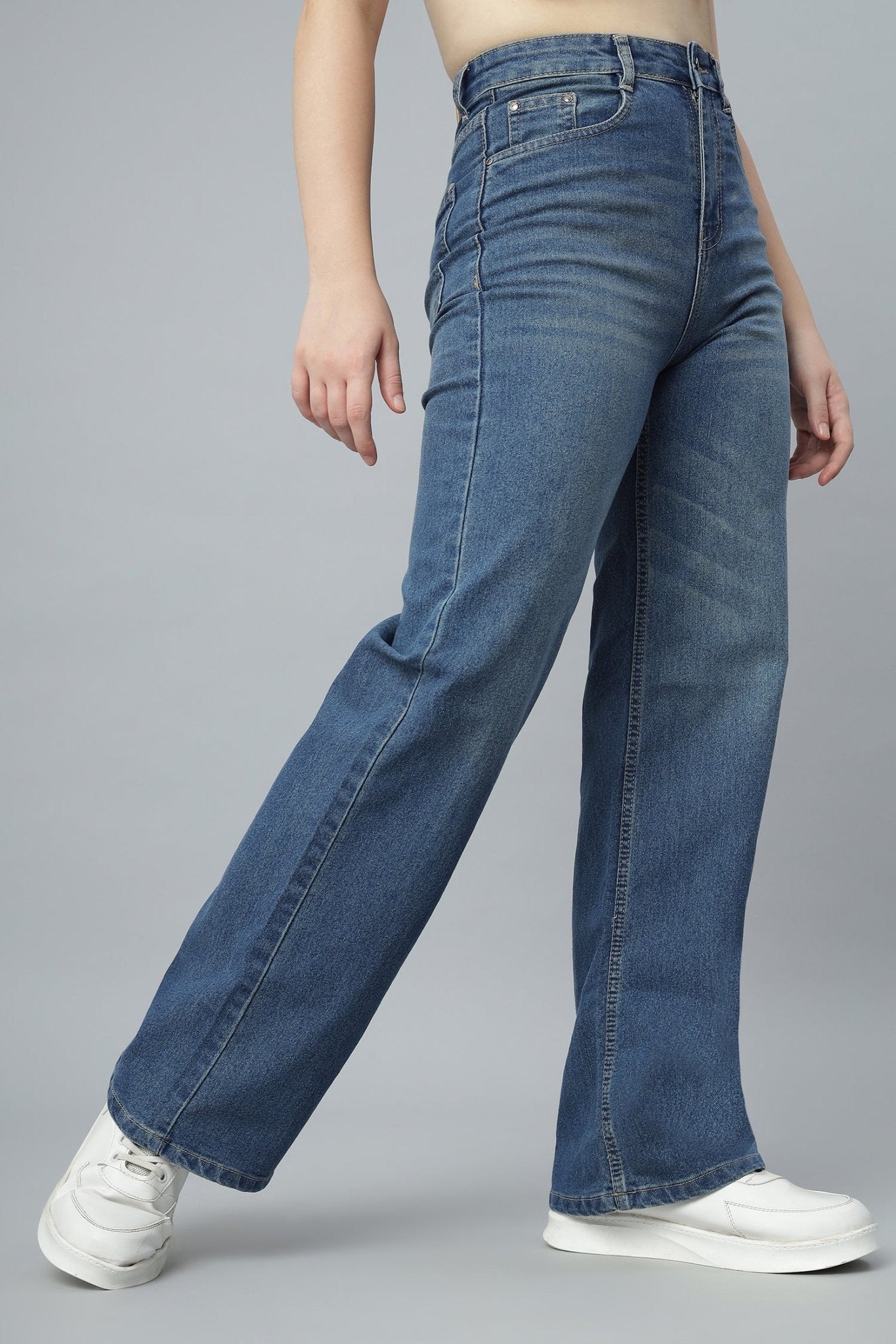 Straight Cut Blue Denim - Freyaa USA & Canada
