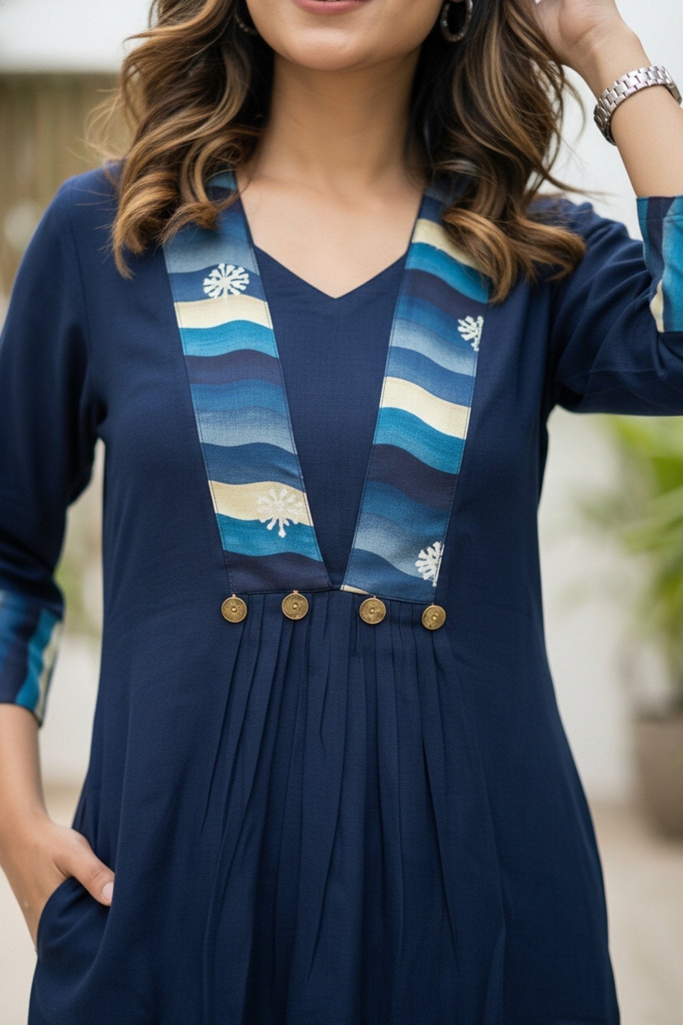 Blue Printed Cotton Co-ord Set - Freyaa USA & Canada