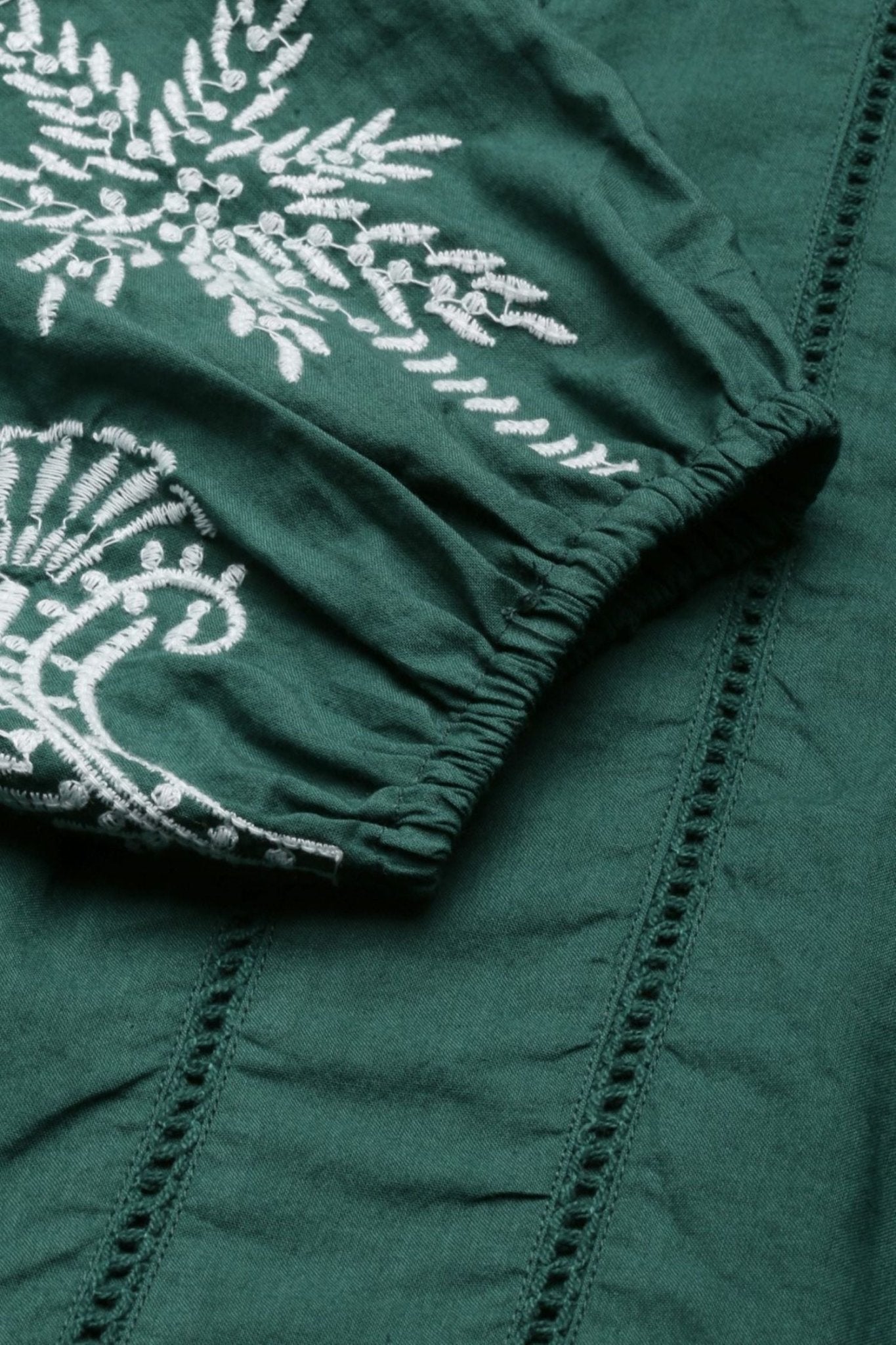 Dark Green Allure Top with Stunning Detailing - Freyaa USA & Canada