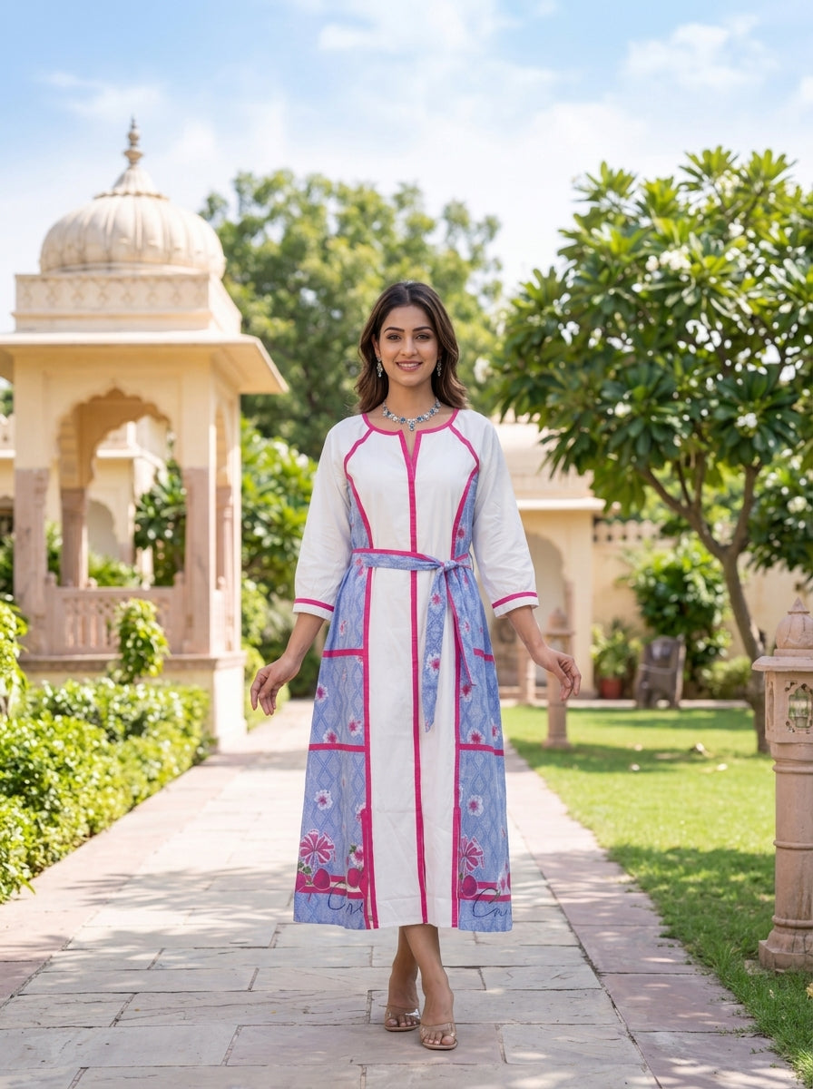Floral & Strawberry Printed Casual Dress