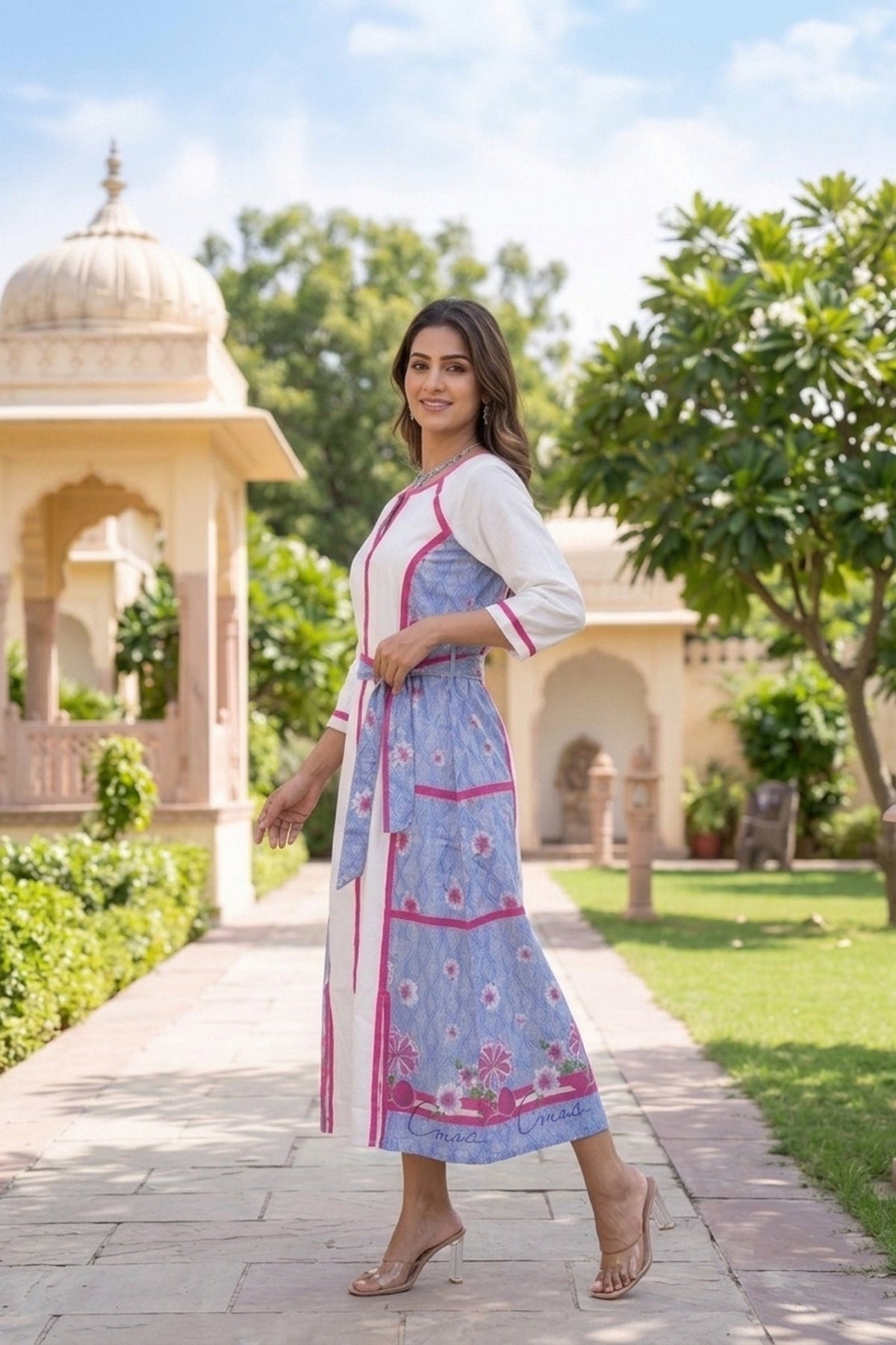Floral & Strawberry Printed Casual Dress - Freyaa USA & Canada