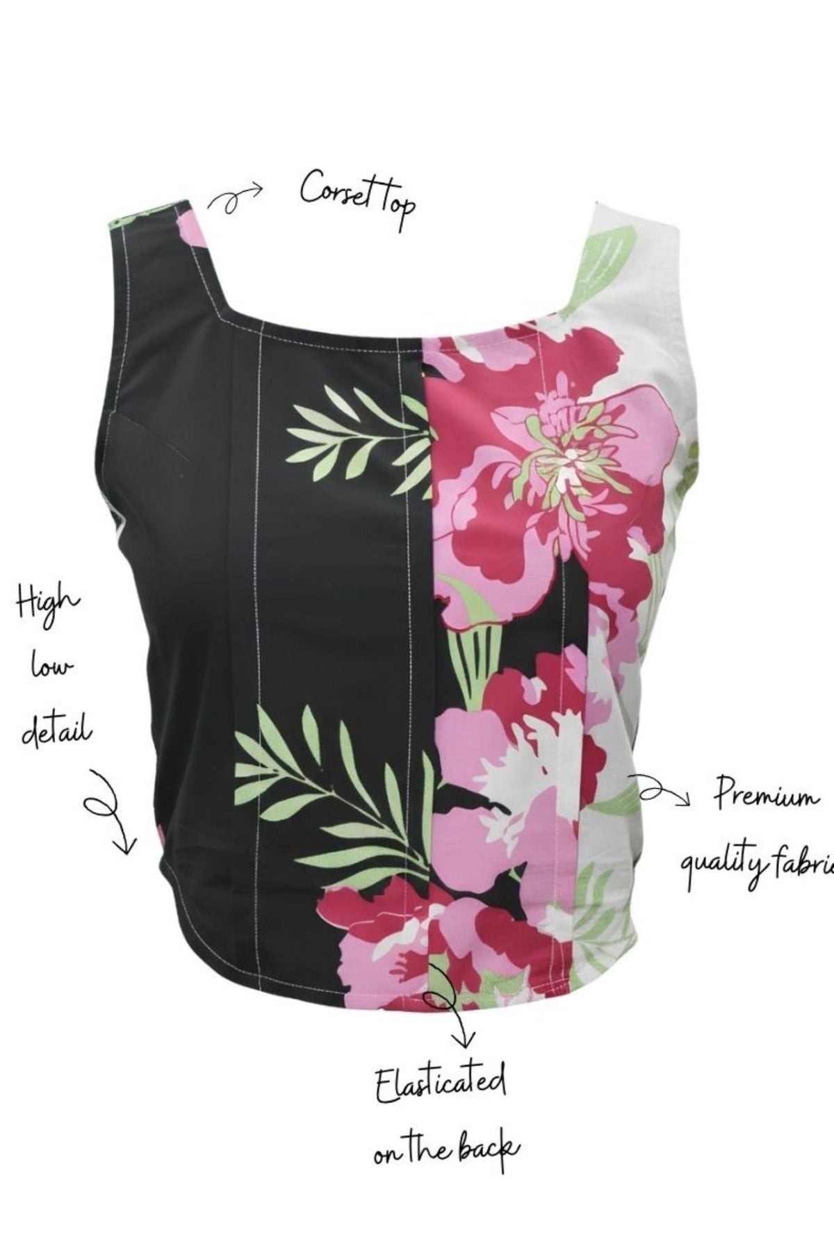 Black Floral Sleeveless Tank Top - Freyaa USA & Canada