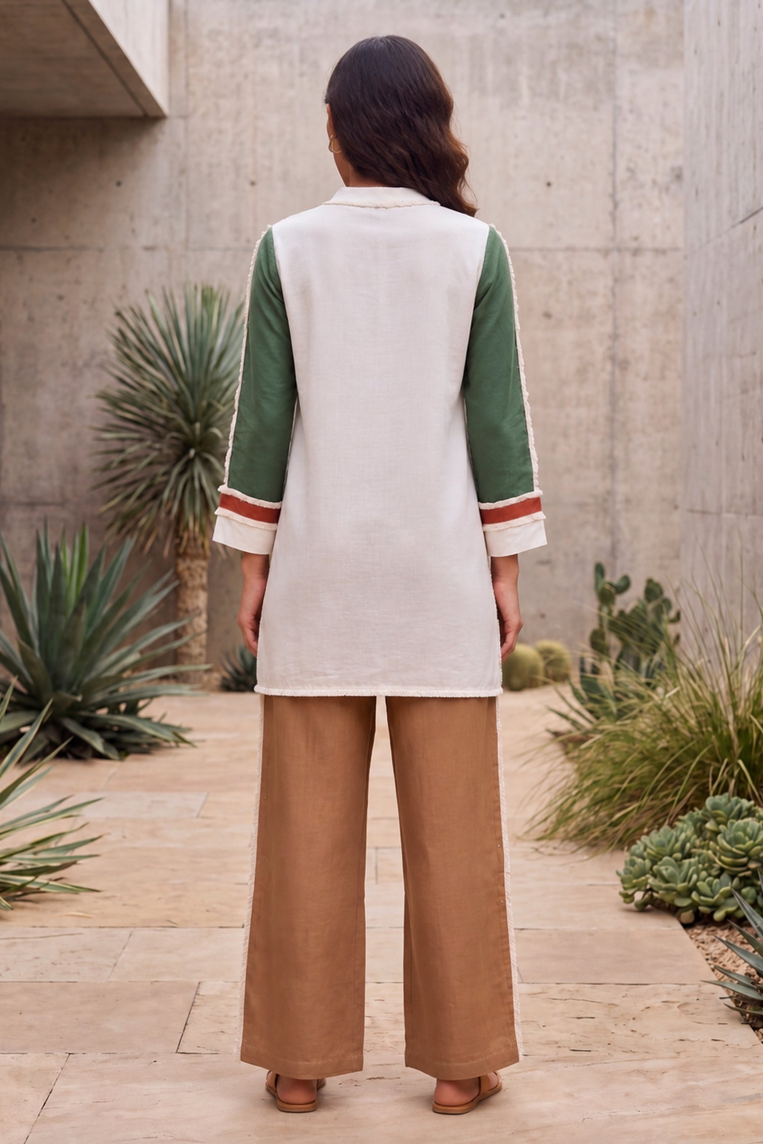 Stylish Colorblock Tunic &  Trouser  Cotton Co-Ord Set.