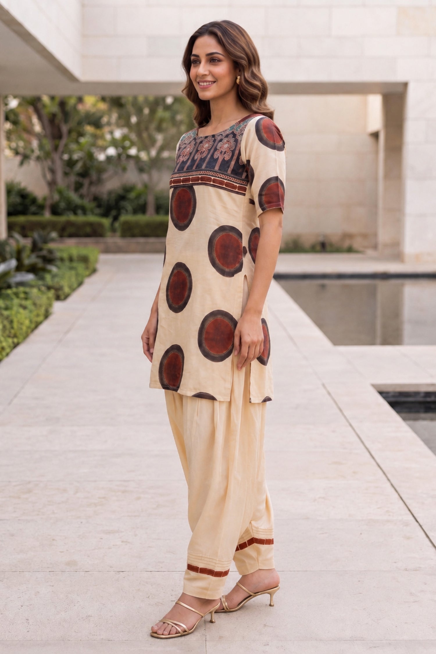 Printed Cotton Farshi Salwar Kurta Co-Ord Set.