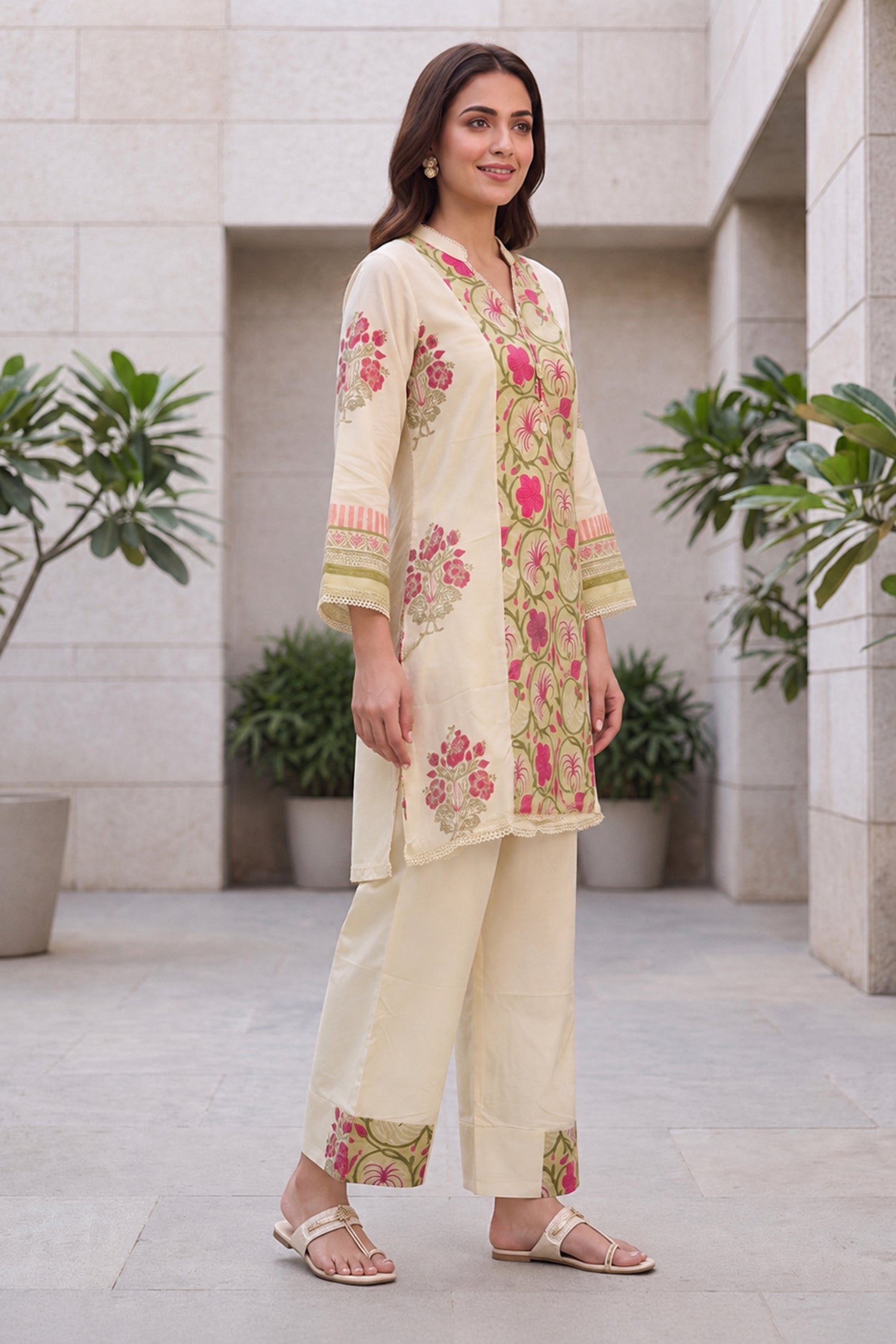 Elegant Floral Printed Mul cotton Co-Ord Set