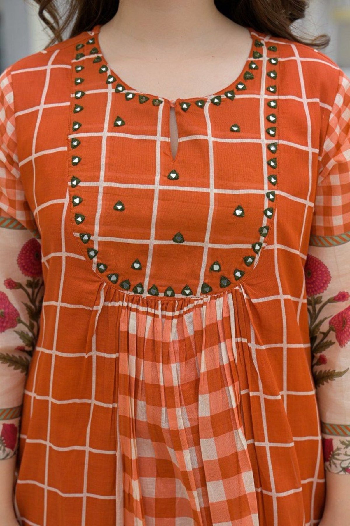 Orange Grid Pattern Cord Set - Freyaa USA & Canada