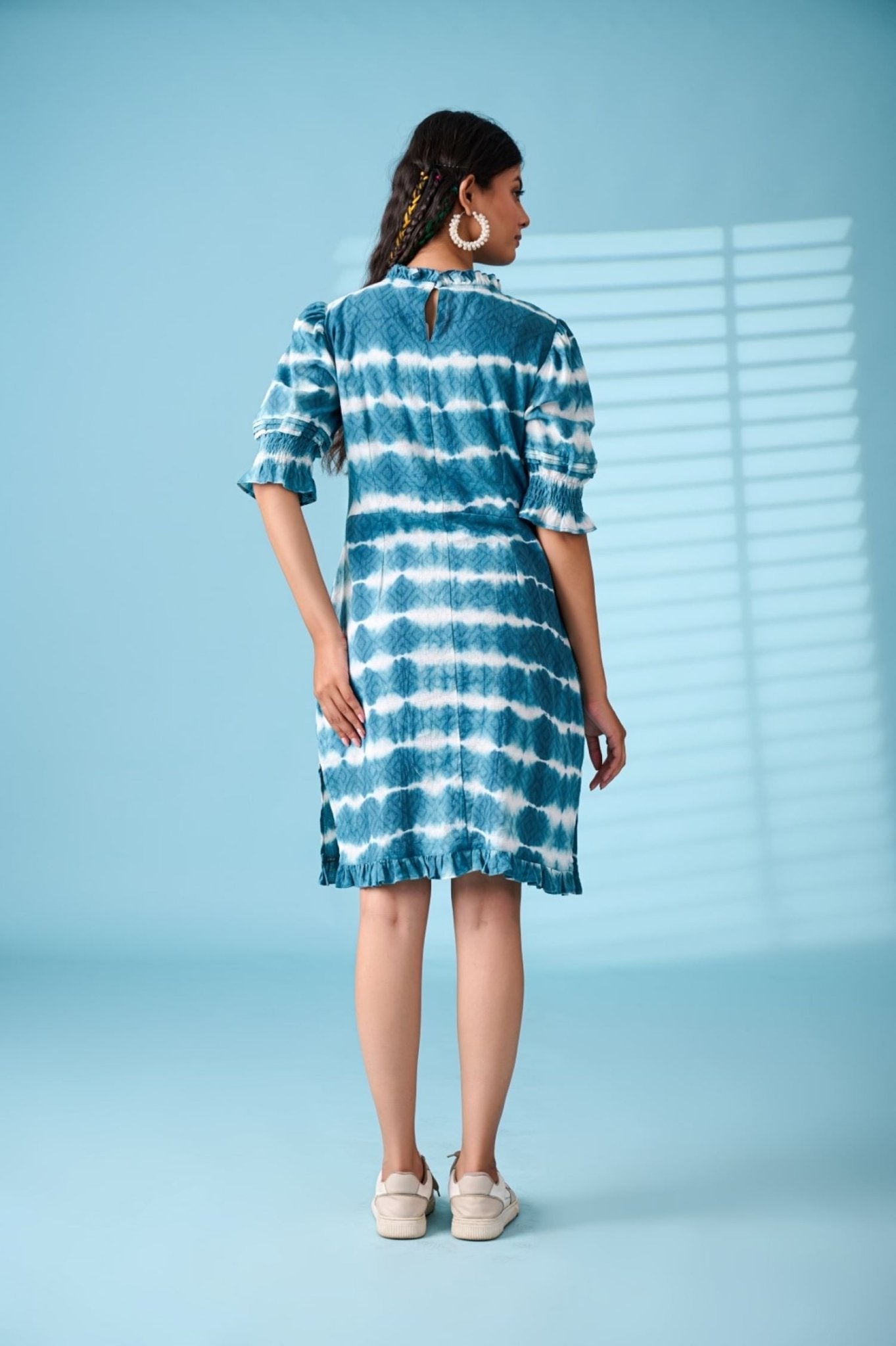 Ocean Breeze Blue Tie-Dye Dress - Freyaa USA & Canada