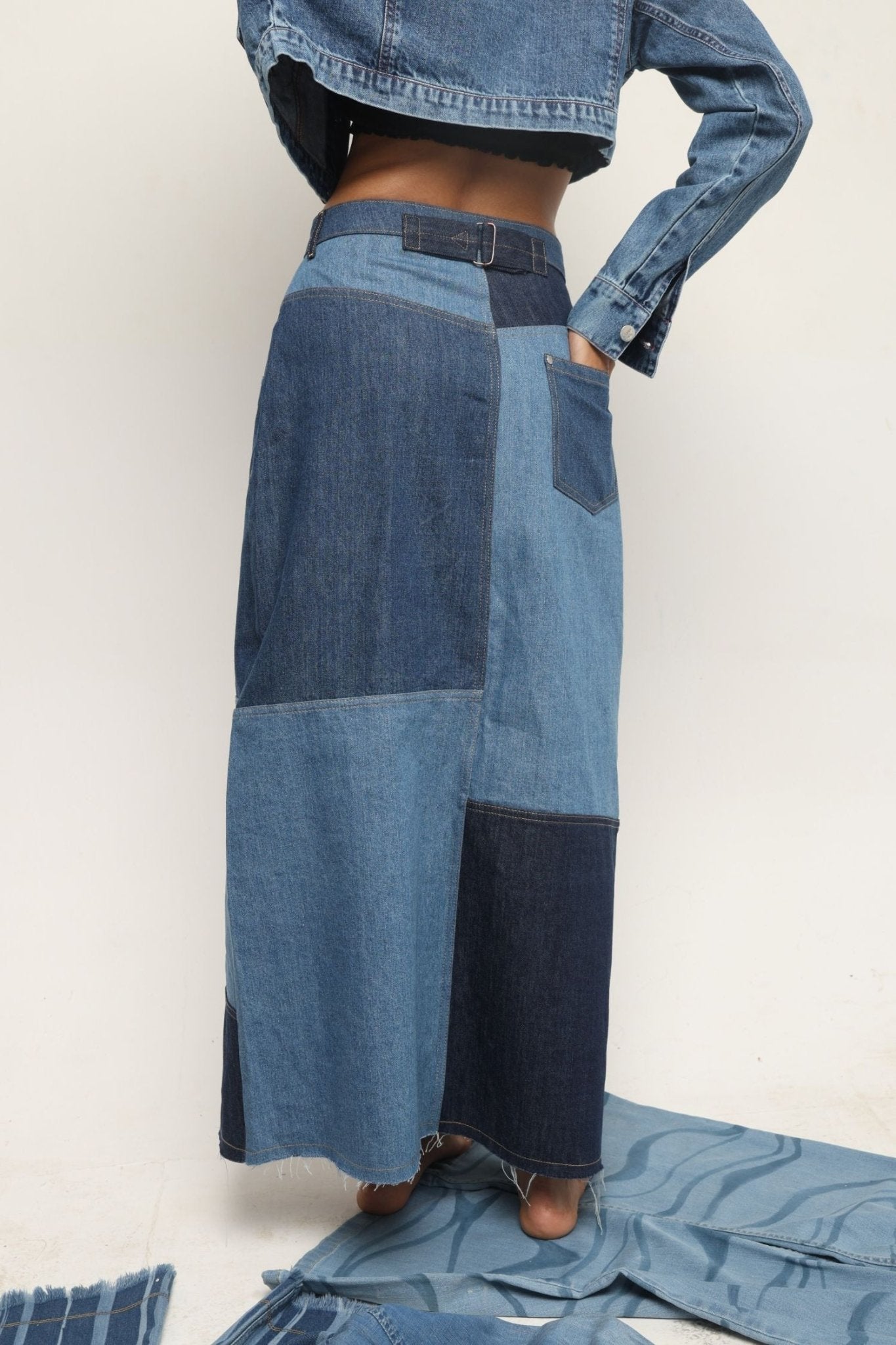 Chic Front Cut Denim Skirt - Freyaa USA & Canada