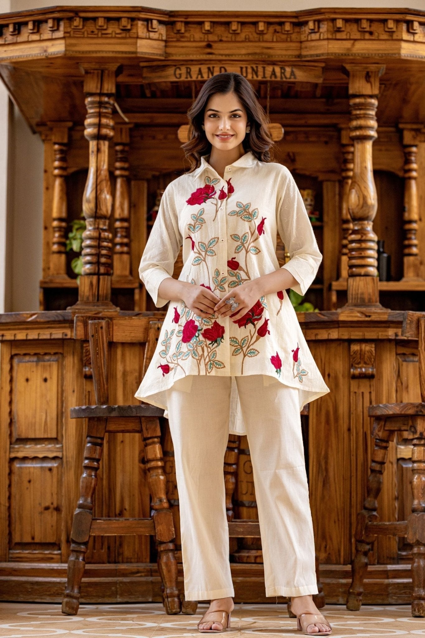 Floral Front Charm Co-ord Set - Freyaa USA & Canada