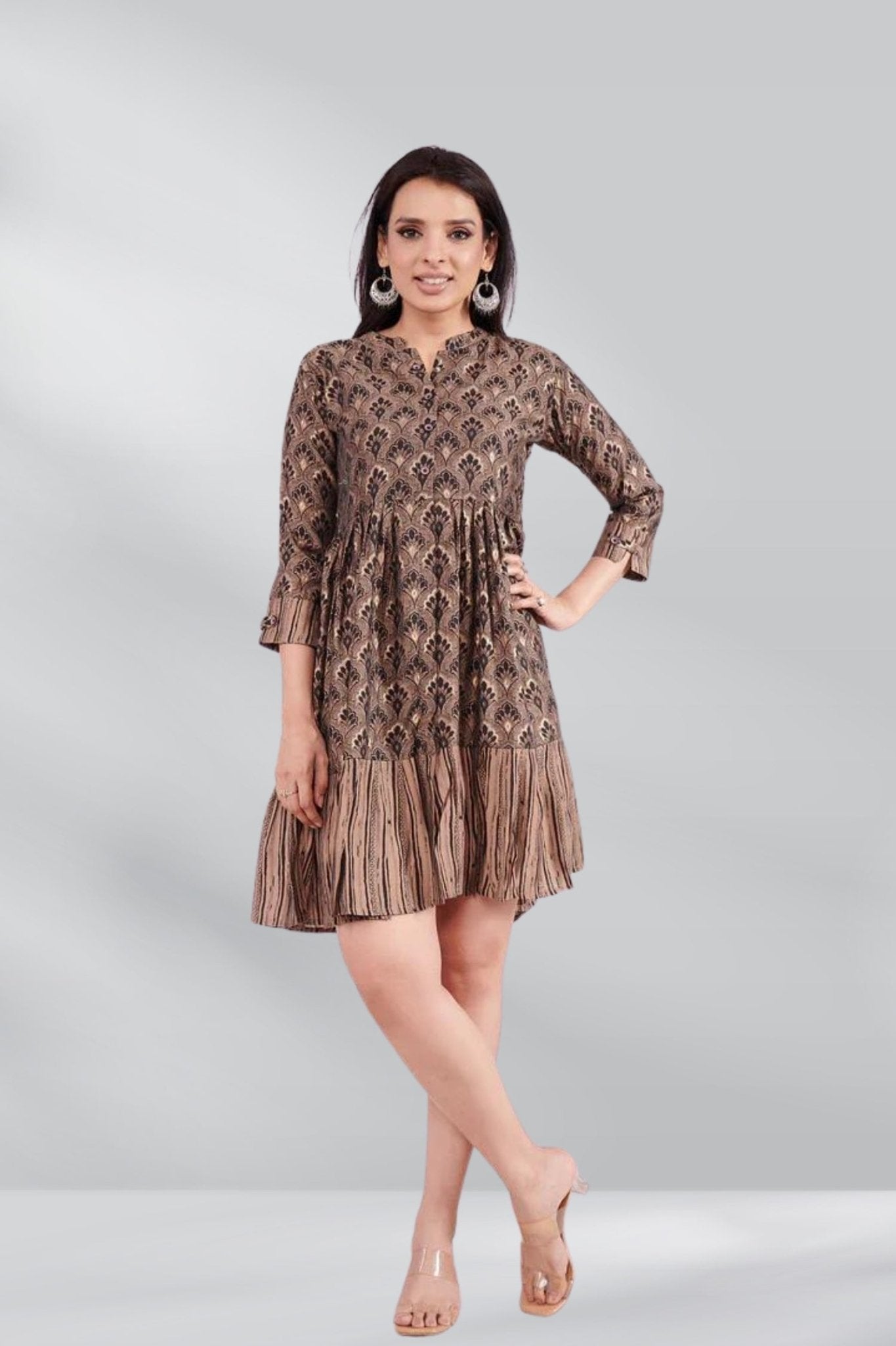 Mul Foil Printed Tunic Dress - Freyaa USA & Canada