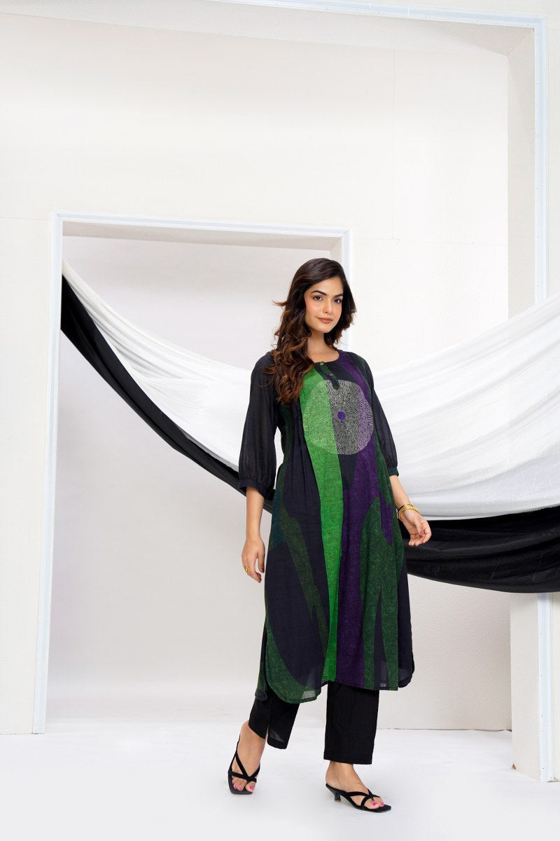 Black & Green Cotton Cord Set