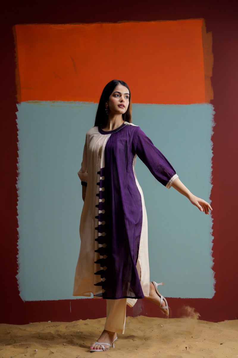 Purple & Cream Cotton Co-ord Set