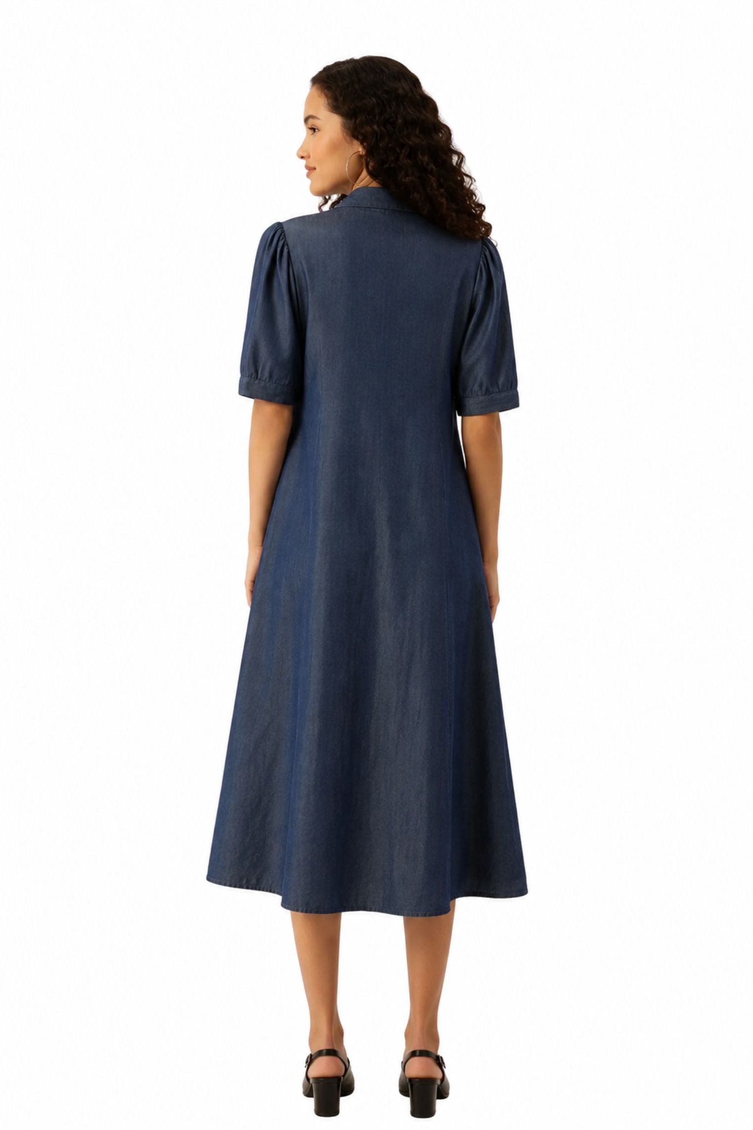Indigo Blue A-Line Midi Dress